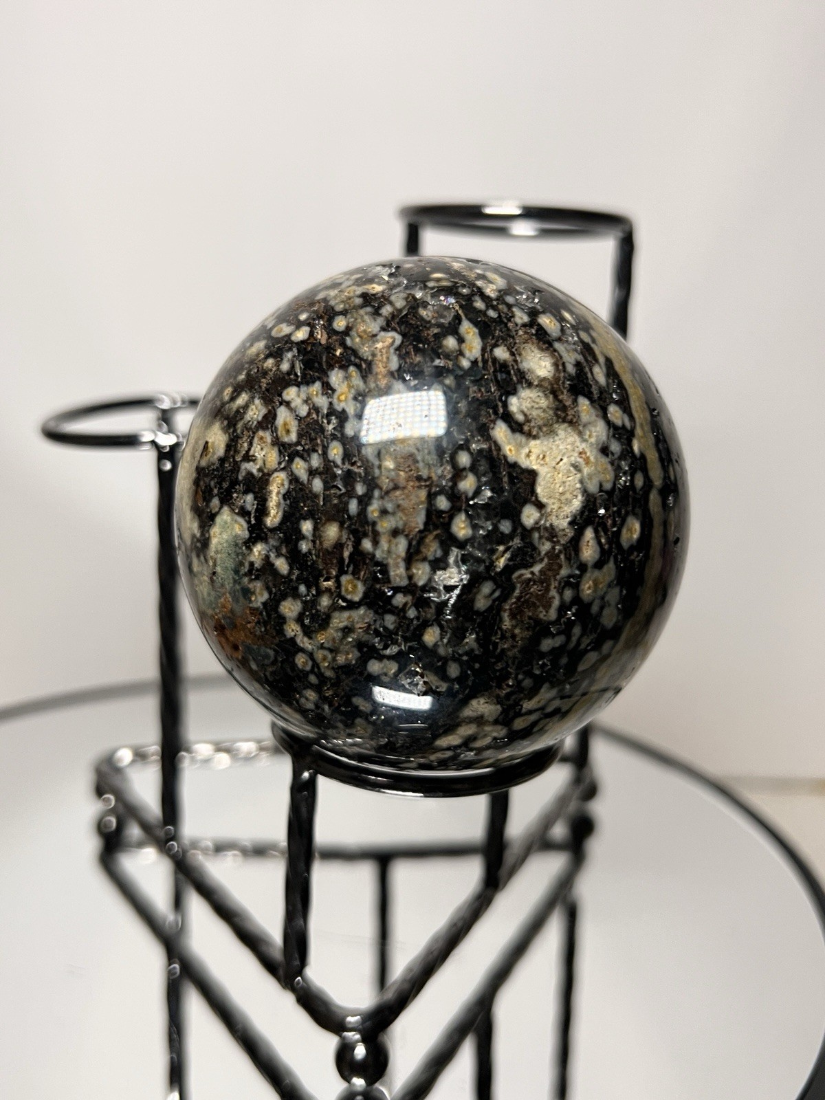 Ocean Jasper 3 Piece Sphere Set with Holder 63mm-67mm -See Pics for Measurements