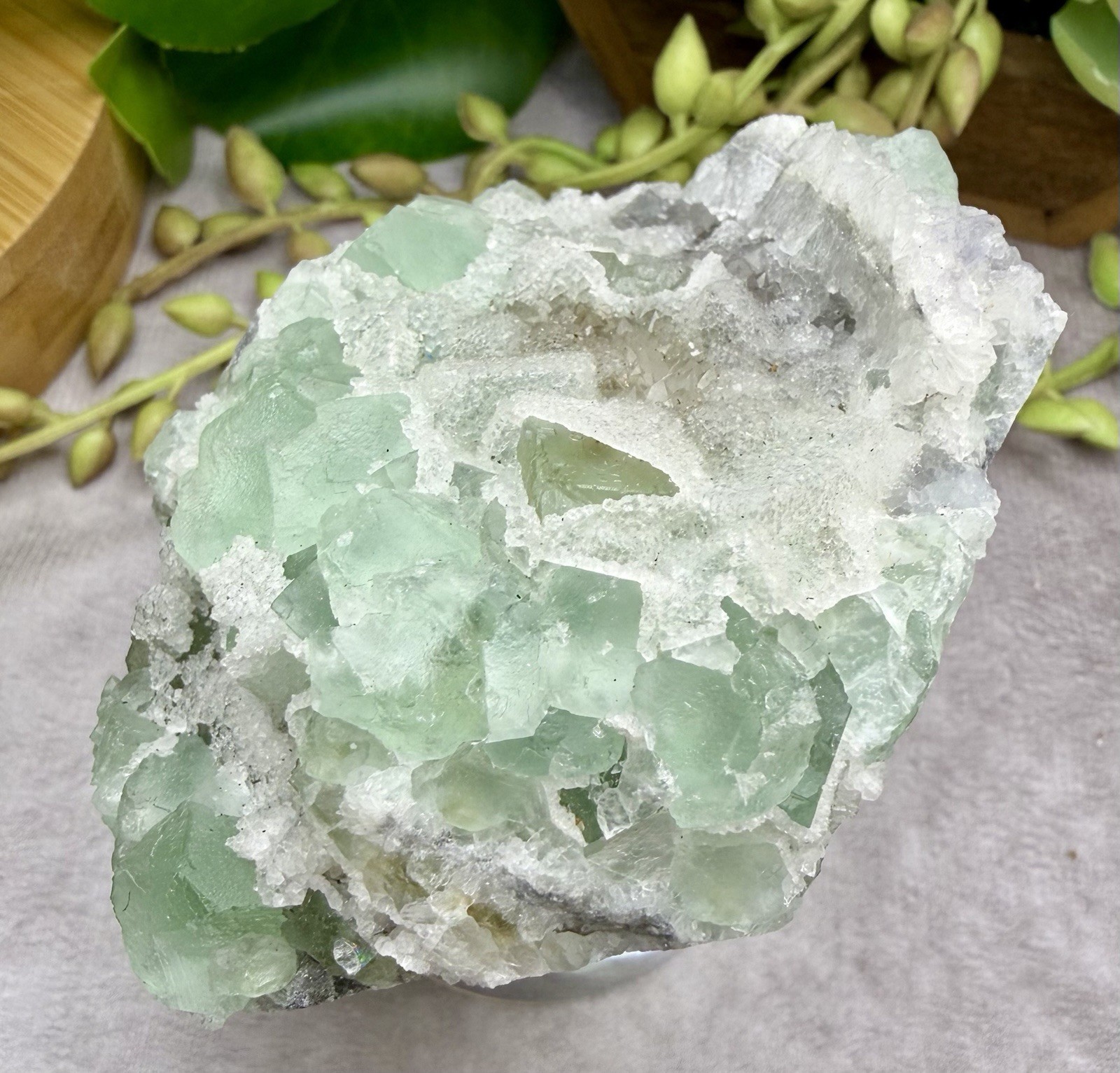 Crystal 233g Quartz Sugar Green Fluorite Cube Specimen Mineral Cluster UV React