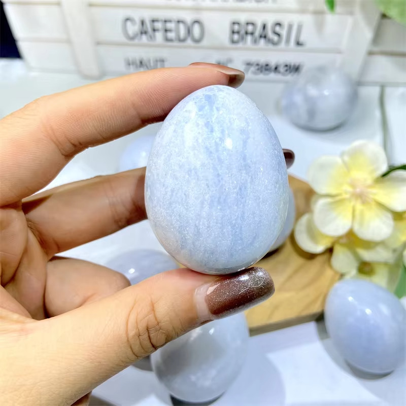 Celestite Egg – Natural Angelic Blue Crystal, Spiritual Healing Stone Gift