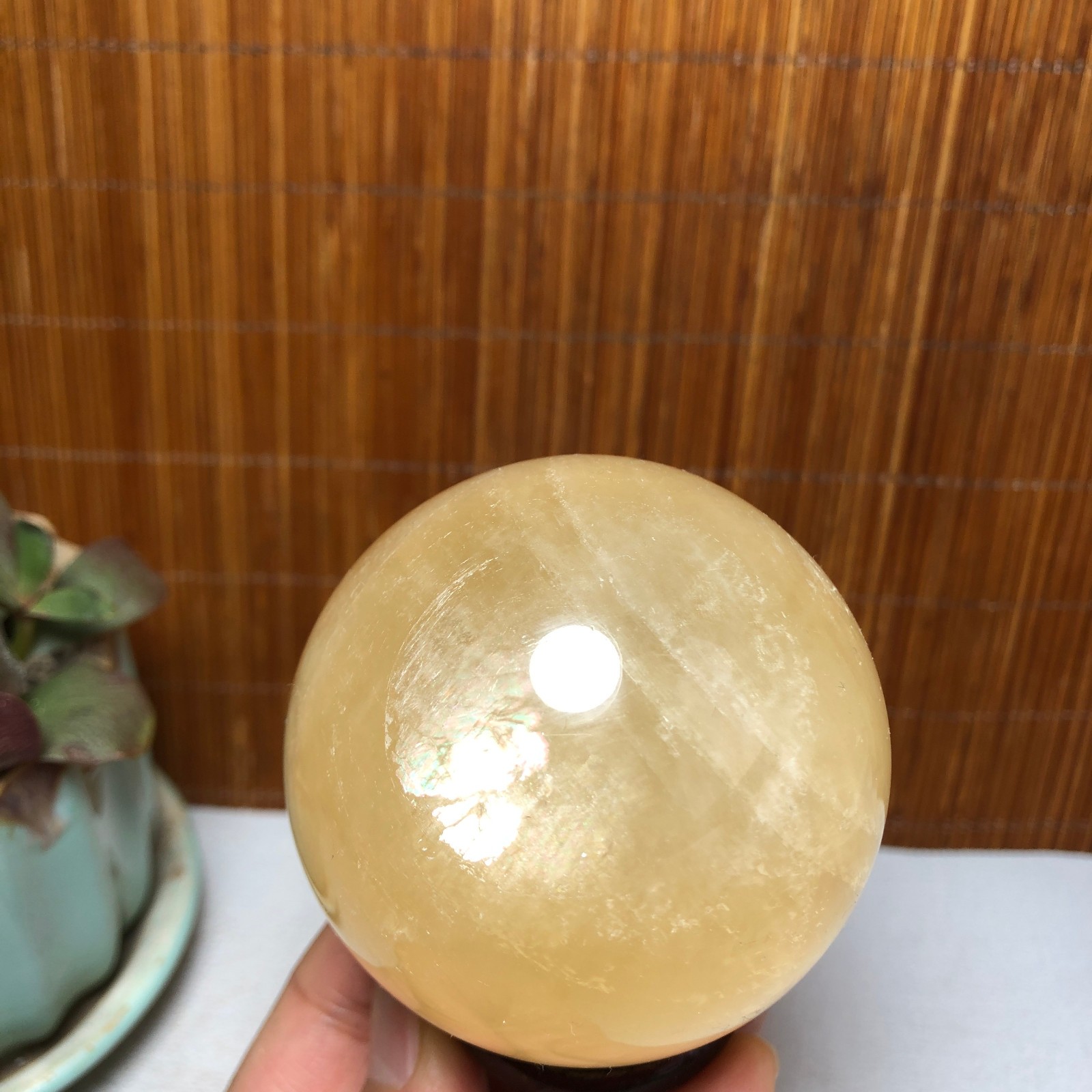 61mm Natural Iceland spar sphere ball Crystal Quartz specimens 341g A1776