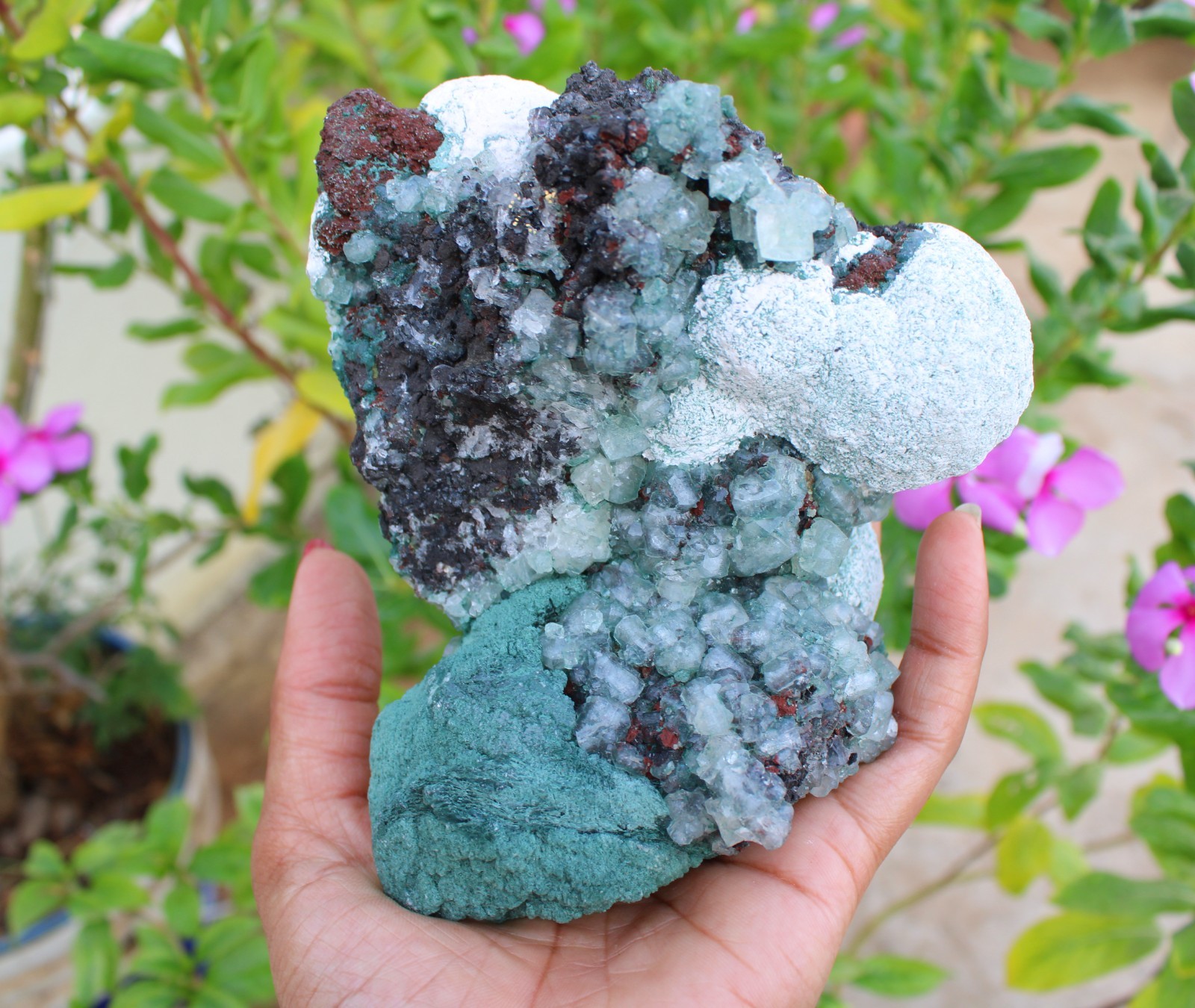 JULGOLDITE w/ GREEN APOPHYLLITE CRYSTAL , STILBITE ON MATRIX MINERALS SPECIMEN