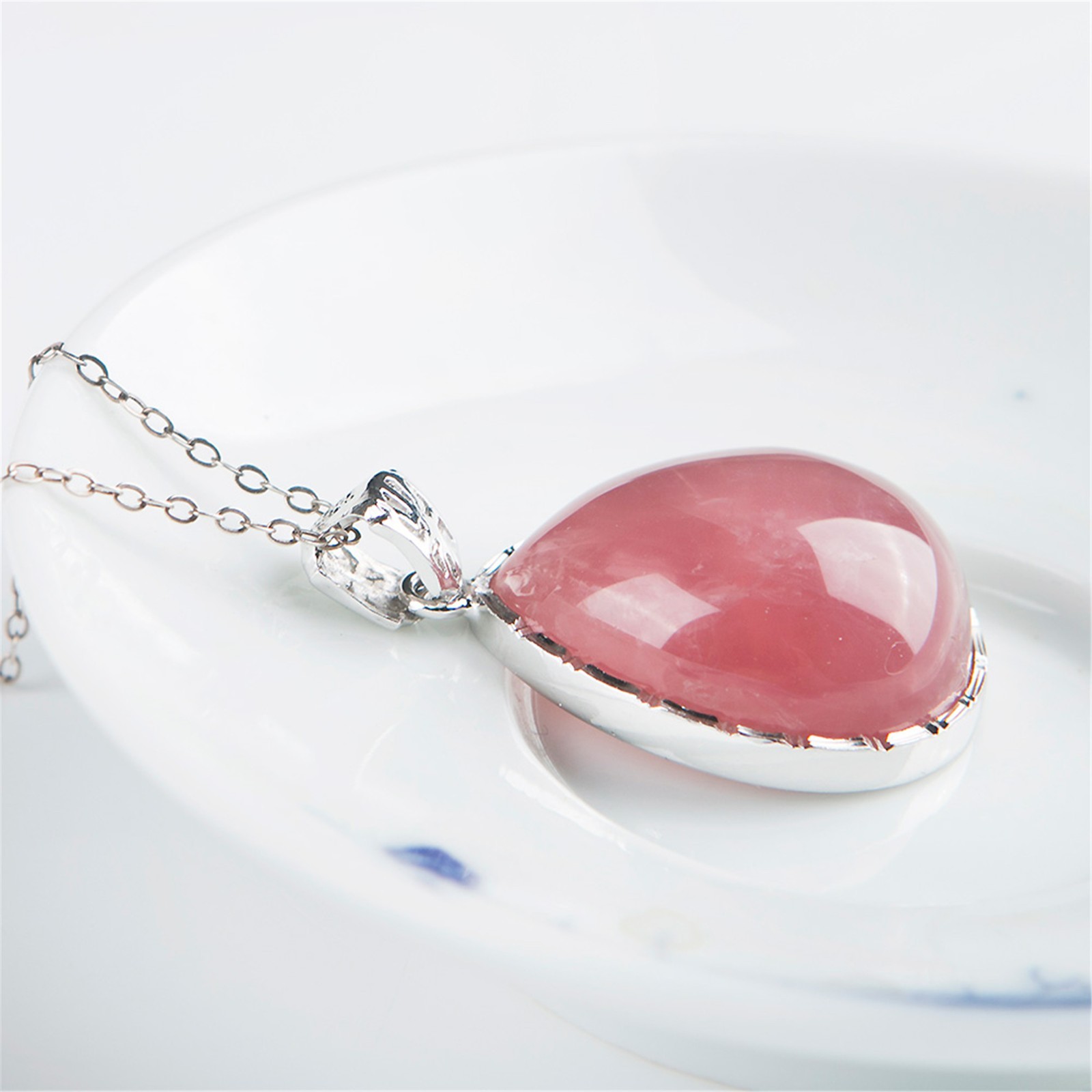 AAAAA Natural Rose Quartz Crystal Pendant Beads Necklace