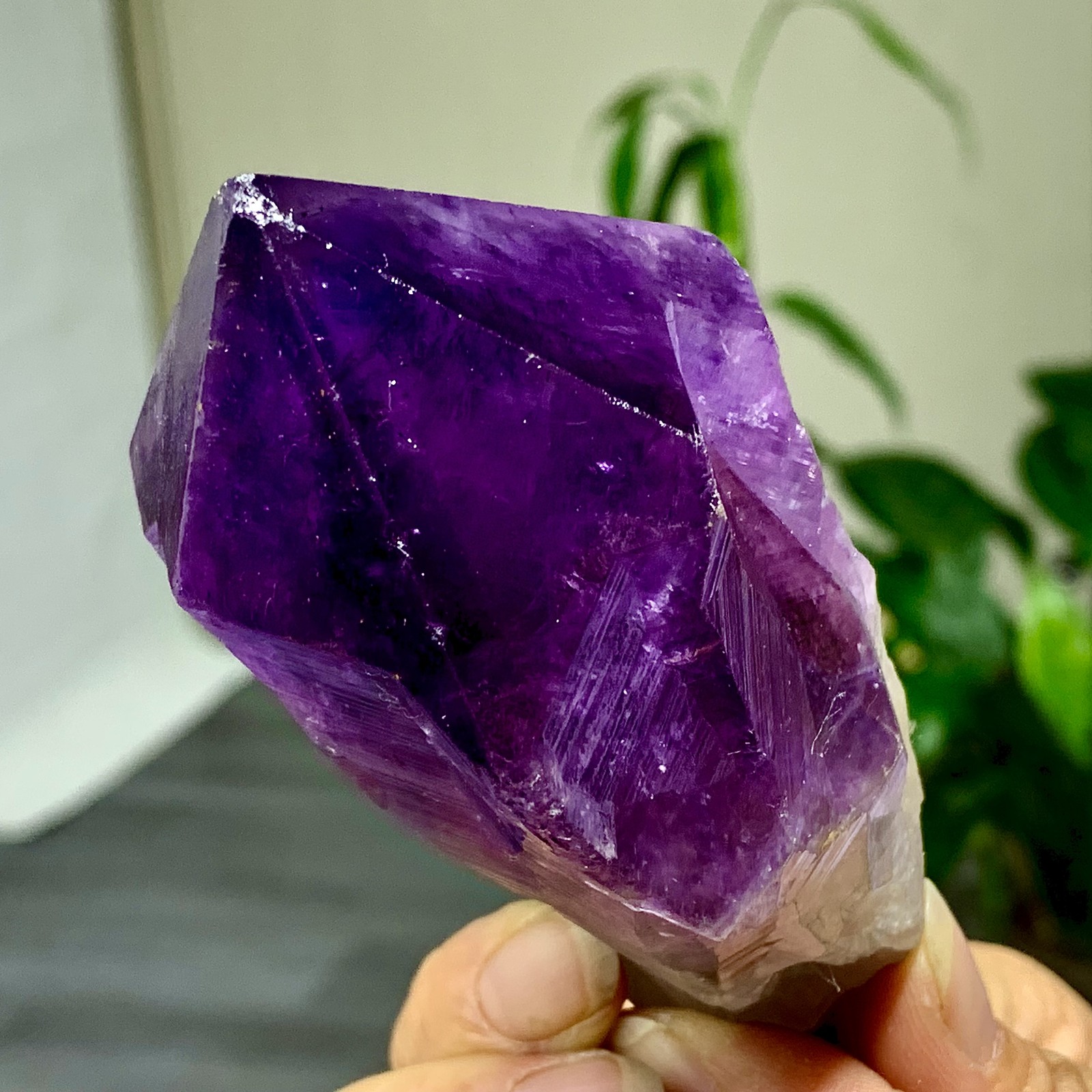 323G Natural Amethyst Quartz Crystal Single-End Terminated Wand Point Healing