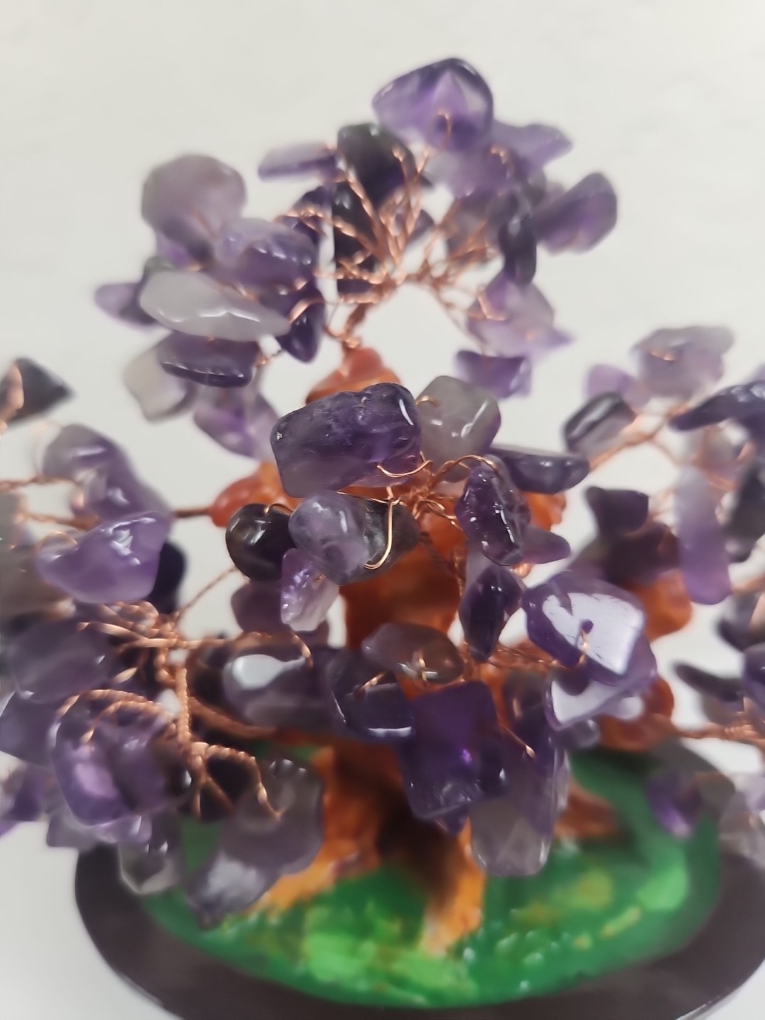 Amethyst glass gemstone bonsai tree – feng shui wealth tree in ceramic pot –