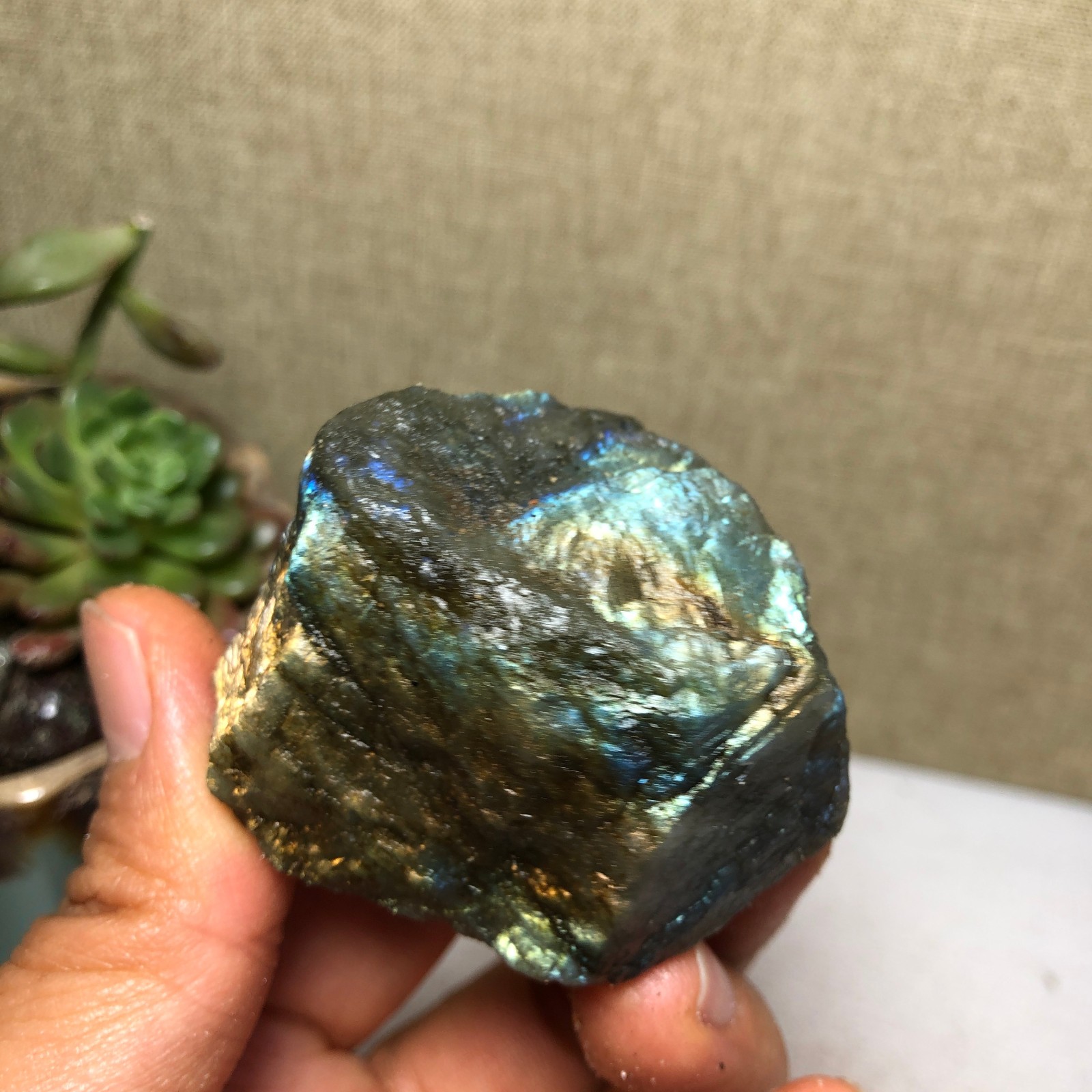 41mm Natural Labradorite Crystal gemstone rough original Specimen 90g A4218