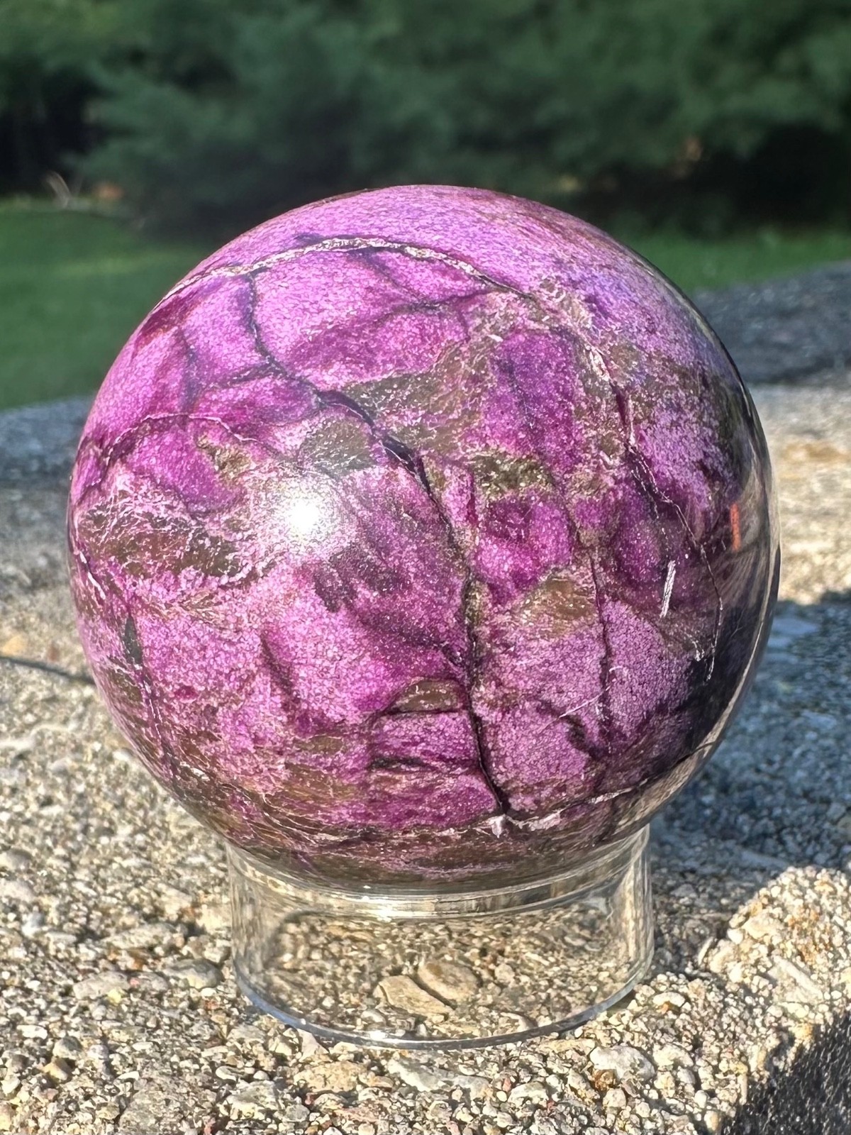 136g natural purple atlantisite stichtite sphere polished crystal ball