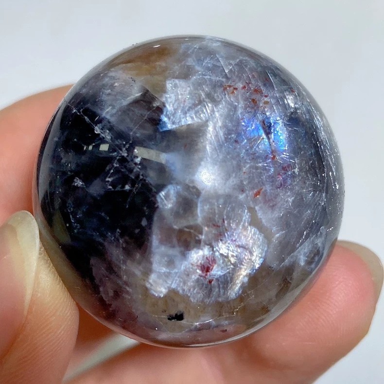 Star Sky Crystal Sphere Moonstone Sunstone Tourmaline Intergrowth Specimen