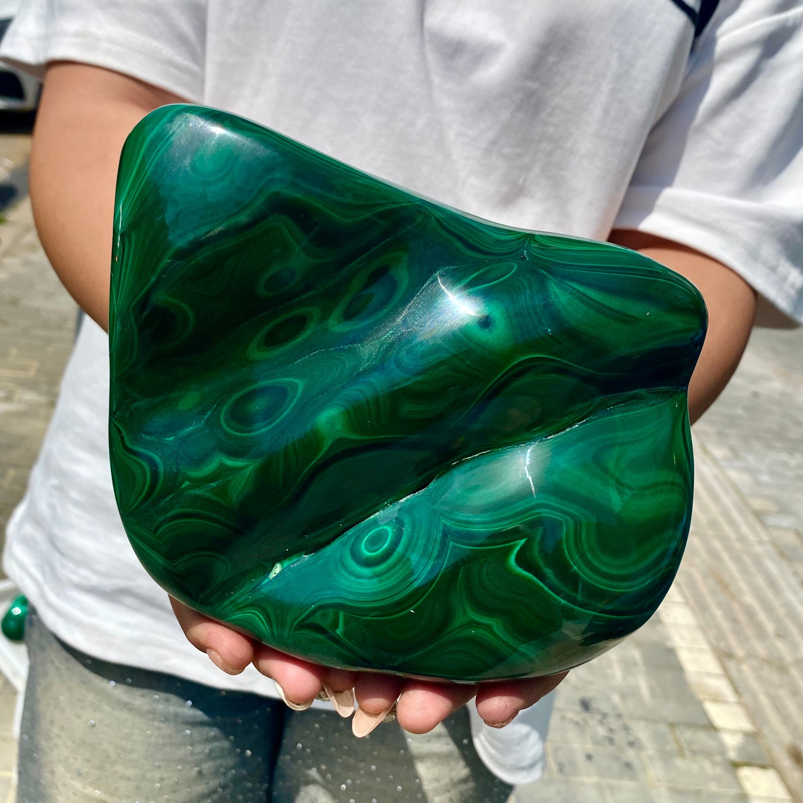 5.4LB Natural glossy Malachite transparent cluster rough mineral sample