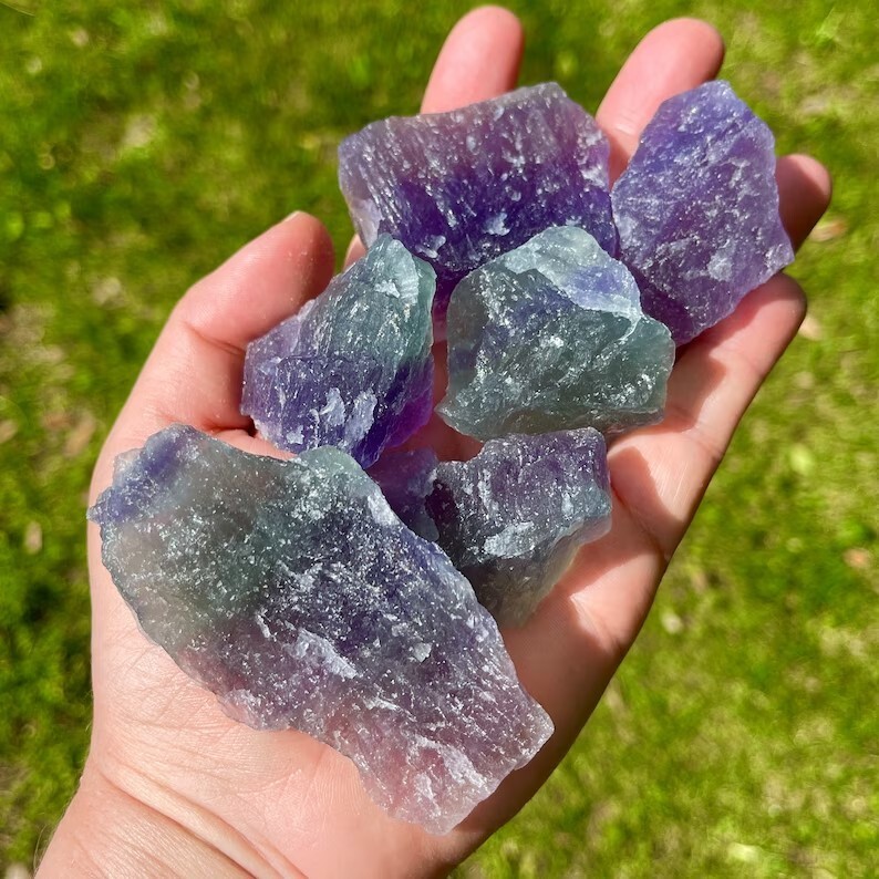 Raw Rough Rainbow Fluorite Large Chunks Healing Crystal Mineral Rocks Specimens