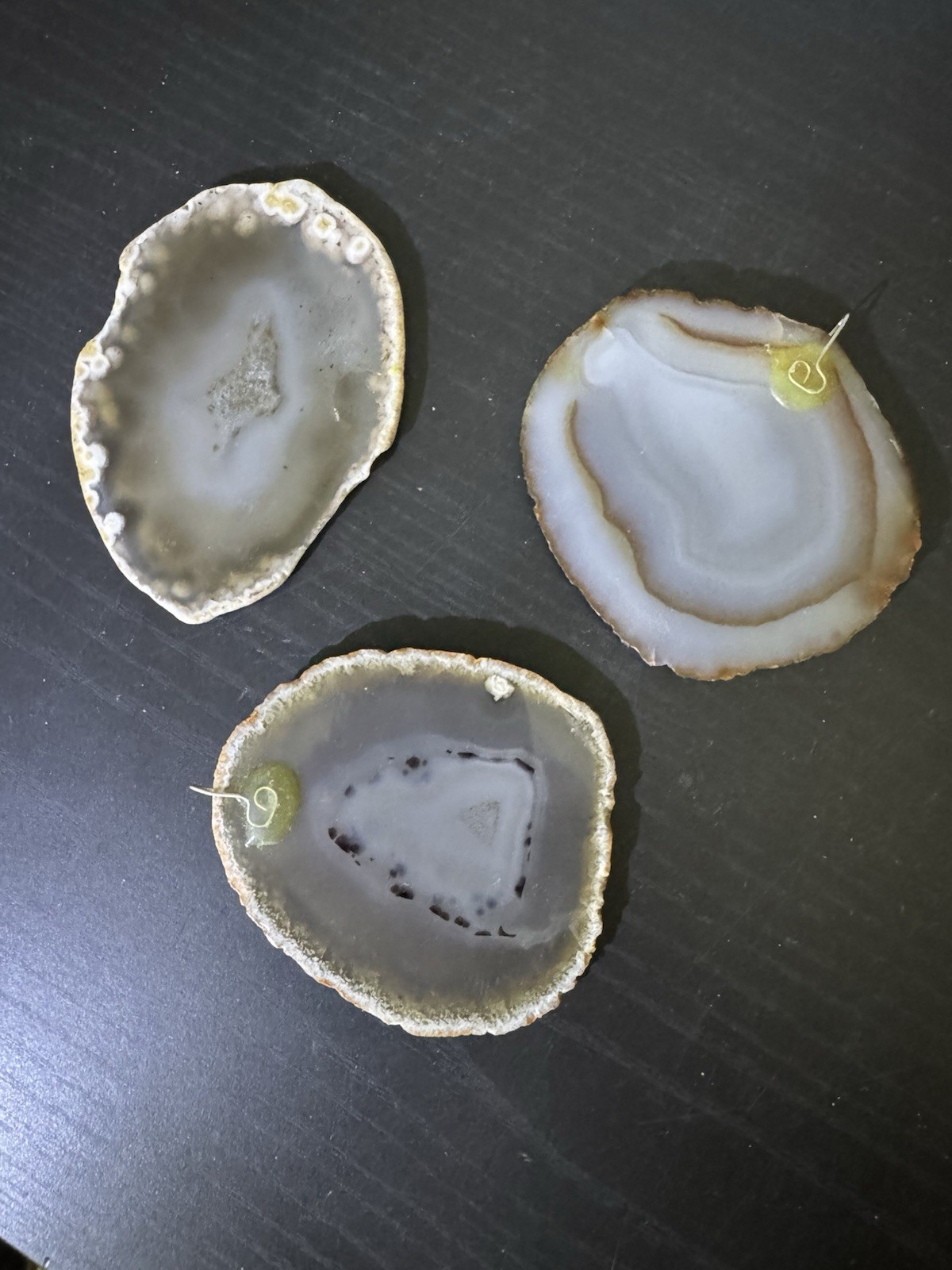 Agate Geode Crystal Slices Coasters Cup Set of Three Home Decor Stk-03