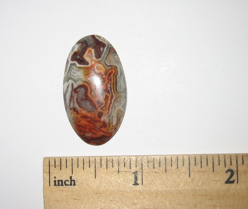 30x17mm POLISHED NATURAL LAGUNA LACE AGATE CRYSTAL STONE CABOCHON MEXICO 4.7g *3
