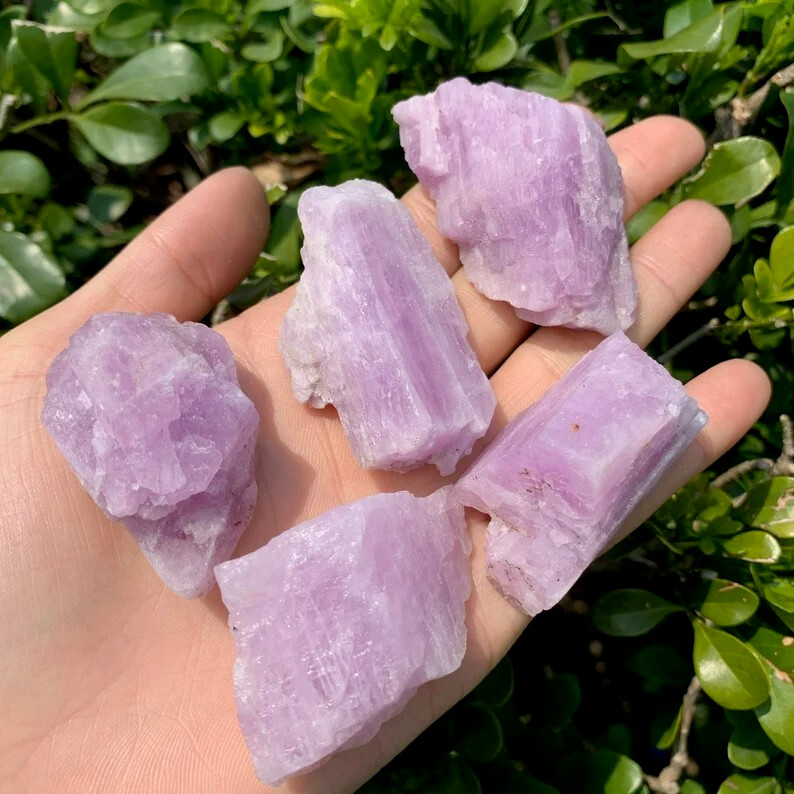 5 PCS Raw Rough Kunzite Stone Purple Crystal Healing Energy Mineral Specimen