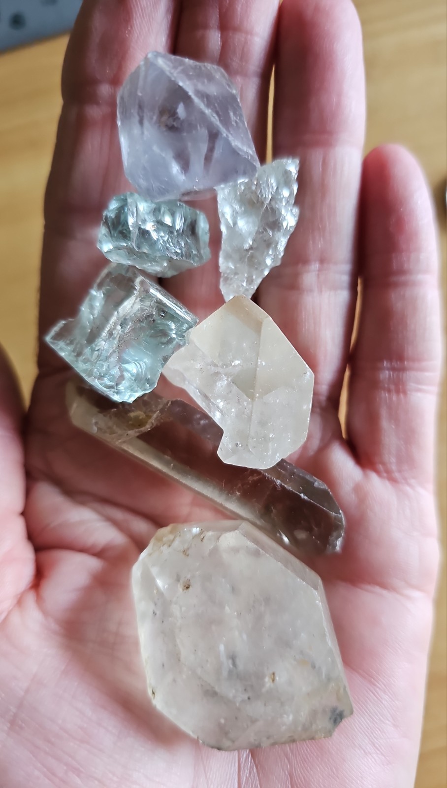 Lot Of 37 Clear & Smoky Quartz Crystals Mixed Different Shapes Sizes Big & Small