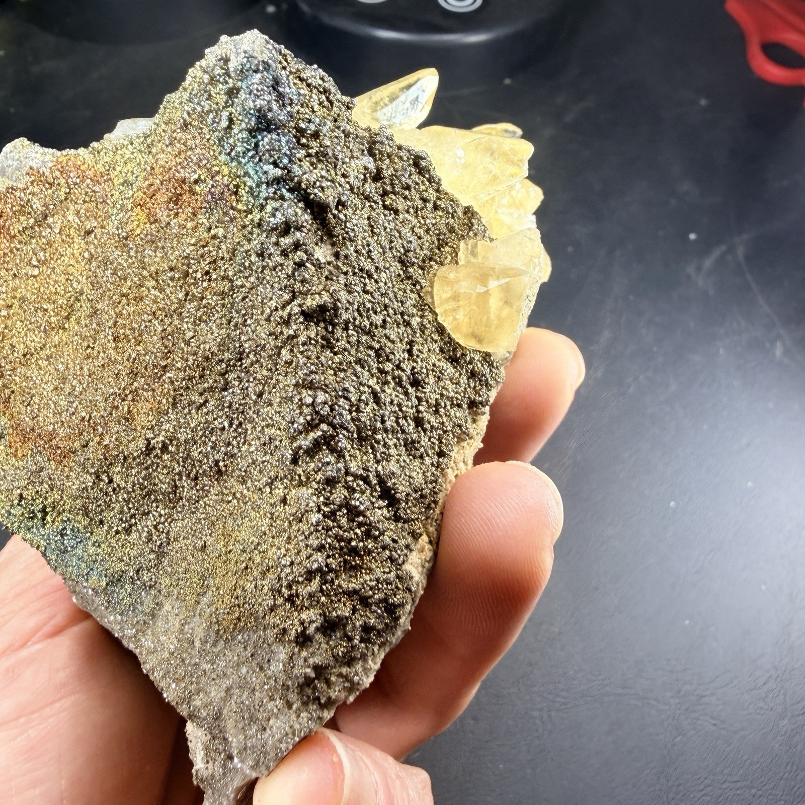 Calcite Crystals Iridescent Chalcopyrite on Matrix / Missouri *Video