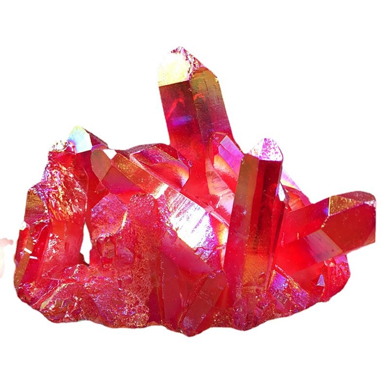 100g Natural Quartz Crystal Cluster Angel Aura Red Titanium Gemstone Healing US