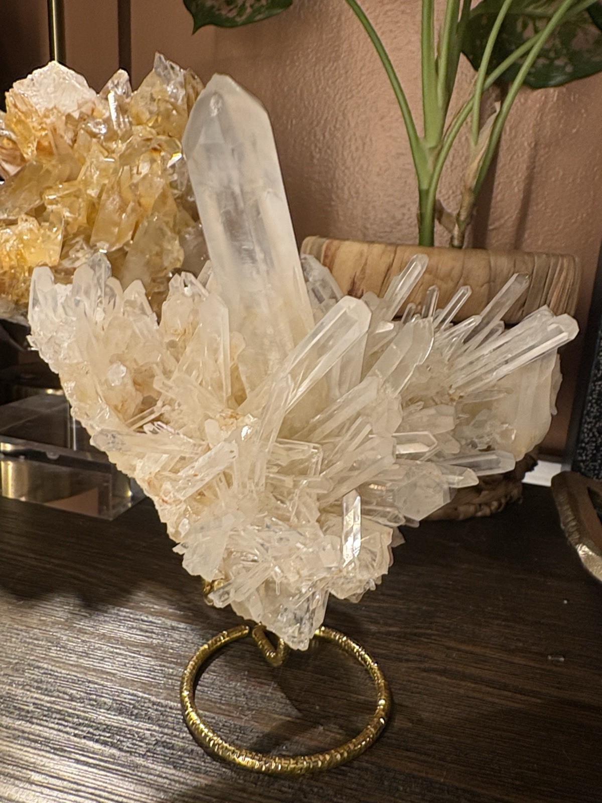 Golden Lemuriam Quartz Cluster Approx 6in x 4in