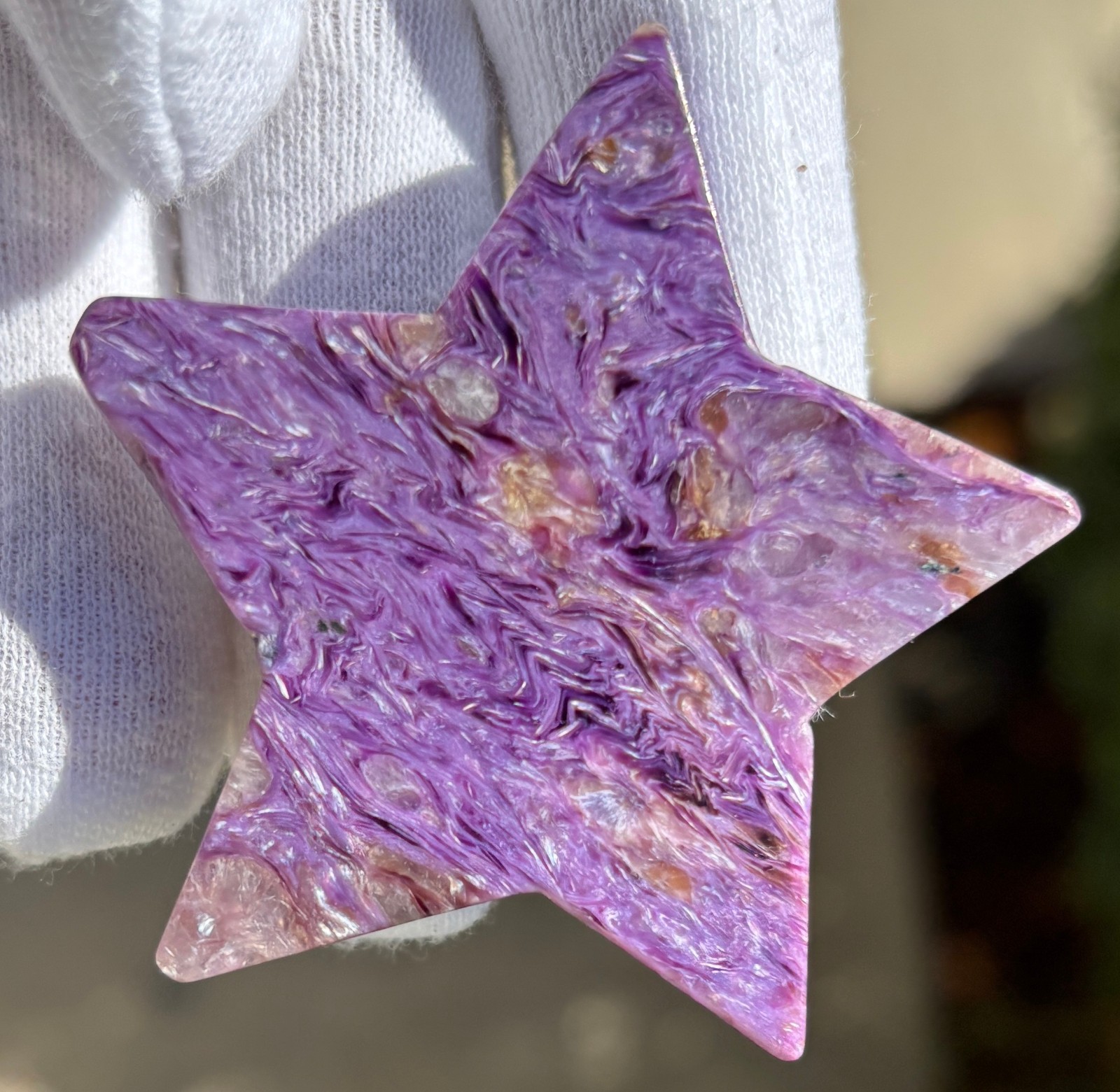 USA SALE 61g LOT 2 CHAROITE STARS STAR PALMSTONES PALMSTONE Palm Stone Stones