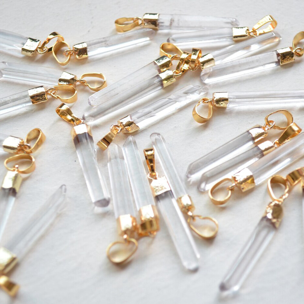 1pc Clear Quartz Crystal Terminated Hexagonal Point Wand Pendant Healing Amulet