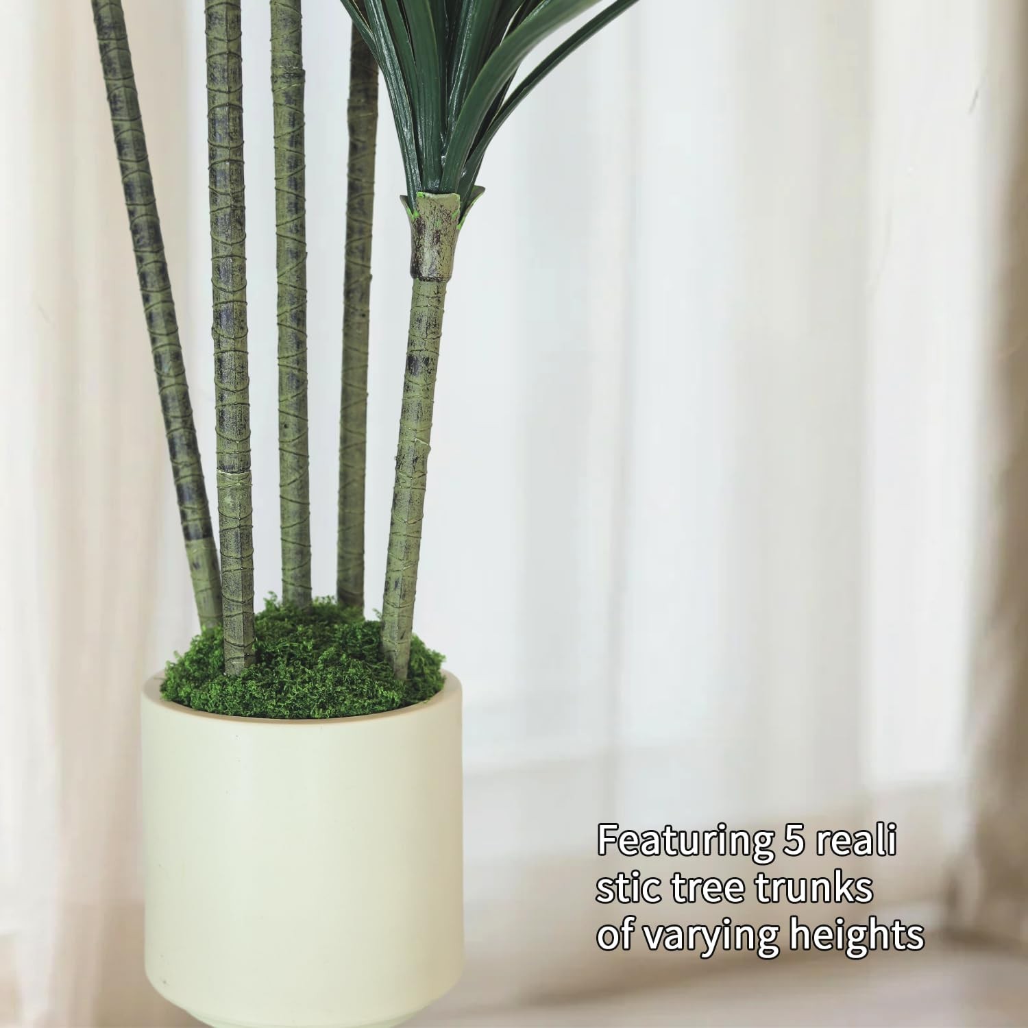 5FT Artificial Dracaena Tree: Realistic Fake Plant with White Planter – Lifel…