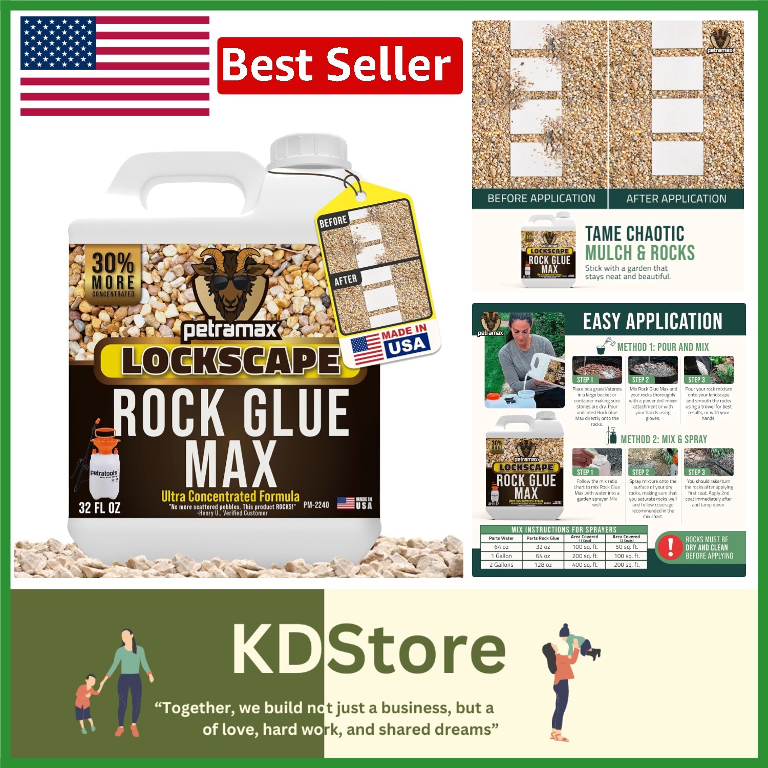 Professional Quality 32oz Rock Glue: Yard Essential for Stones, Pebbles & Mulch