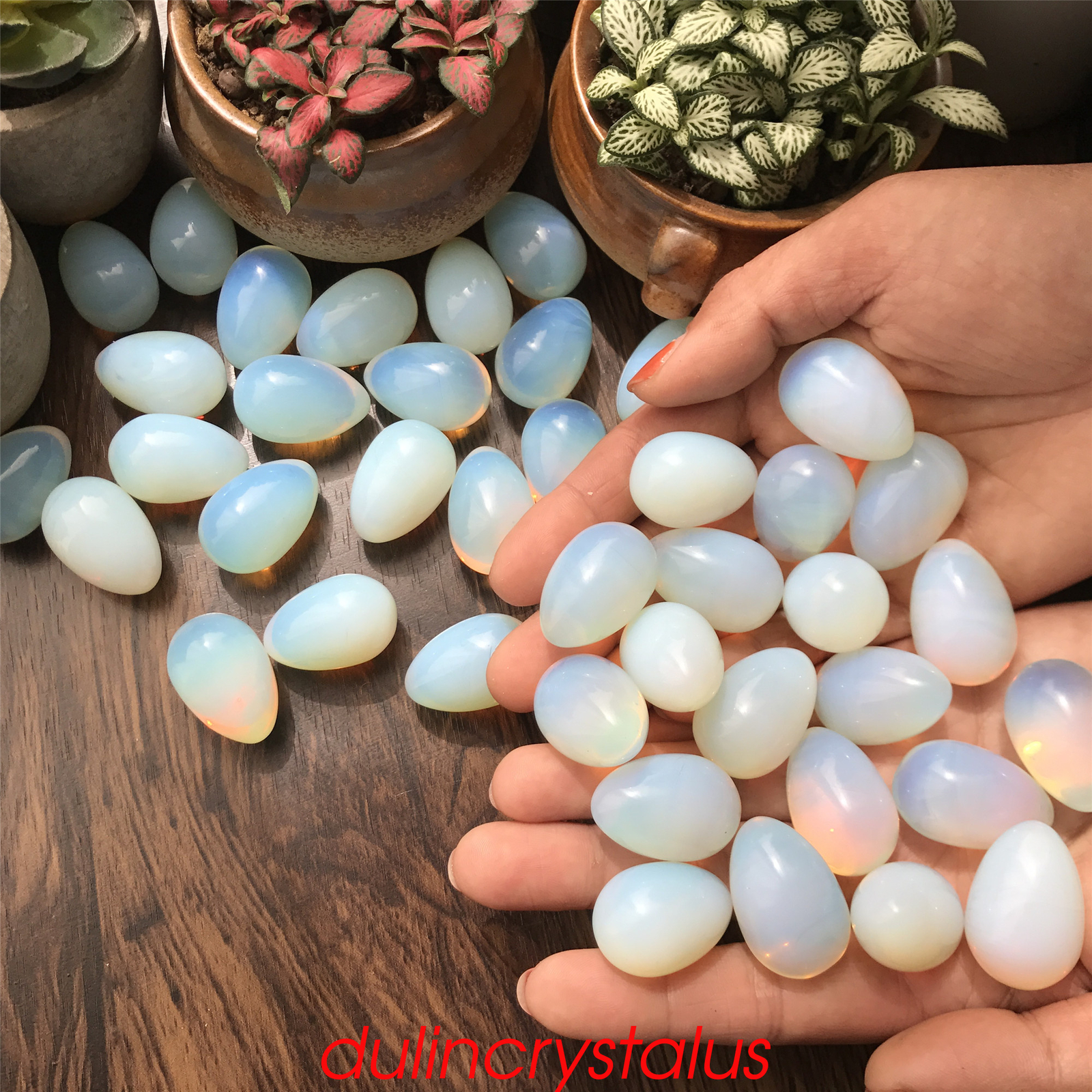 Opalite eggs quartz crystal pendant mineral carved skull reiki healing10pcs