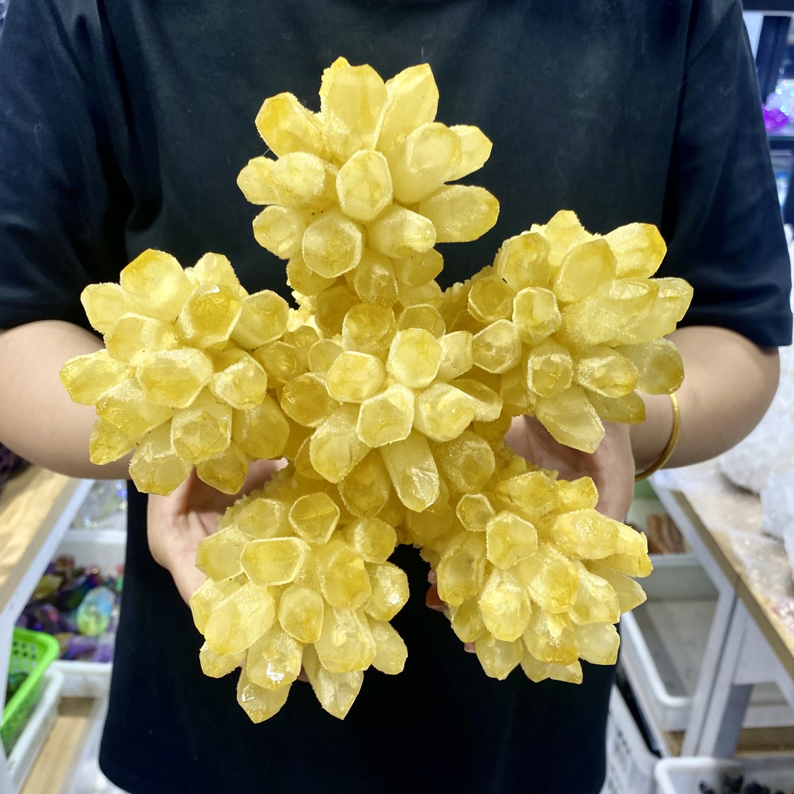 4.98LB Newly discovered yellow ghost quartz cluster mineral sample-