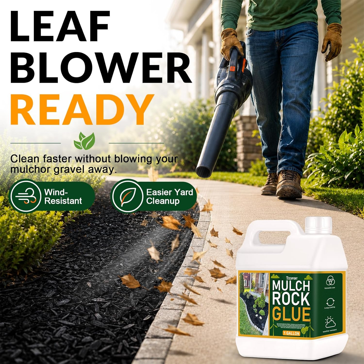 Mulch and Rock Glue for Landscaping, 2 Gallon Concentrate Landscape Glue for Rub