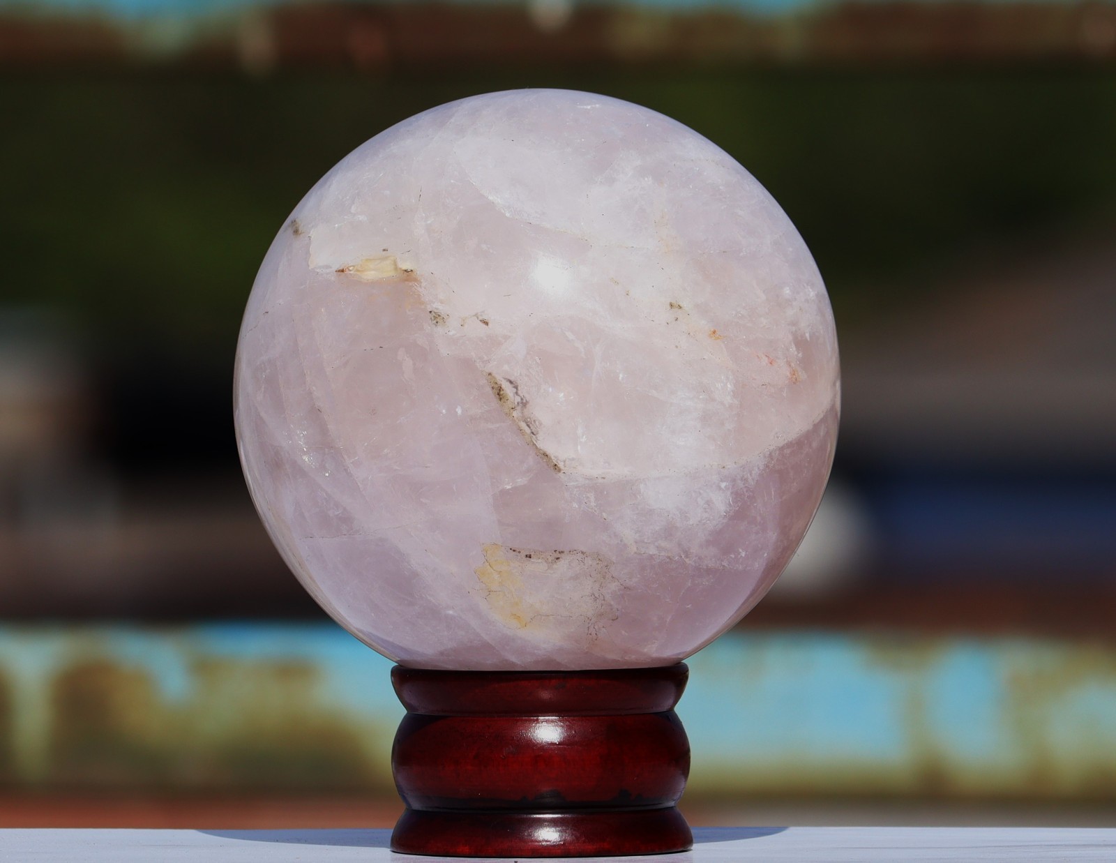 110mm Pink Rose Quartz Crystal Sphere Healing Stone Polished Ball