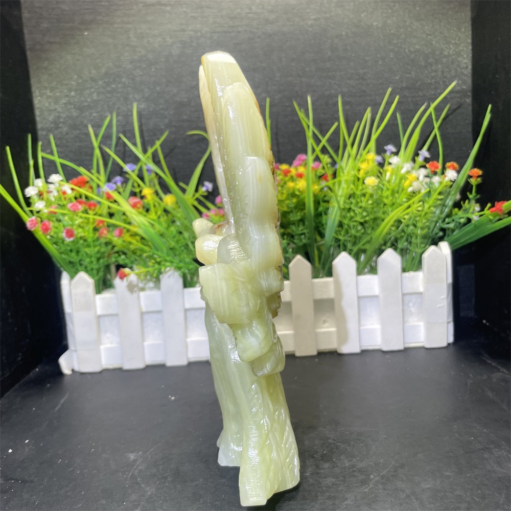 2LB 8.2″ Natural Afghan Jade Six-winged Angel Carved Crystal Quartz Decor