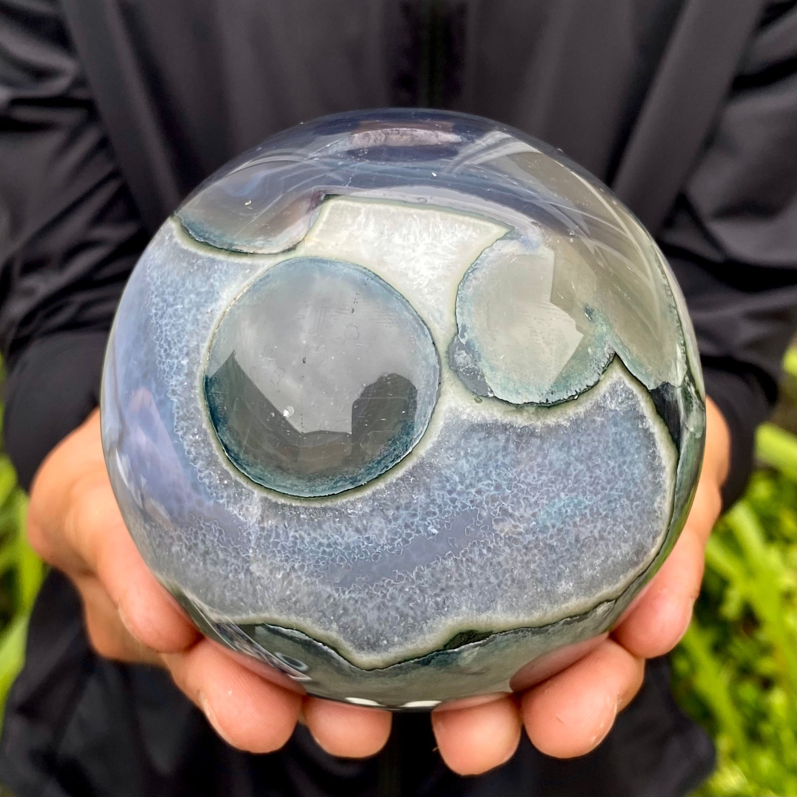 2.06LB Natural Amethyst Agate Ball Quartz Crystal Sphere reiki healing gem