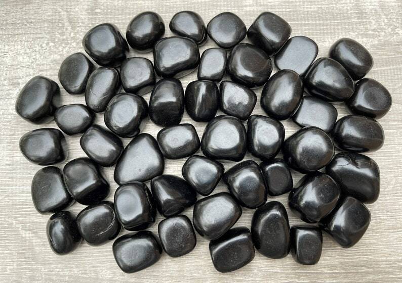 Grade A++ Jet Tumbled Stones, 0.8-1.25 Inch Tumbled Jet Stones, Wholesales Bulk