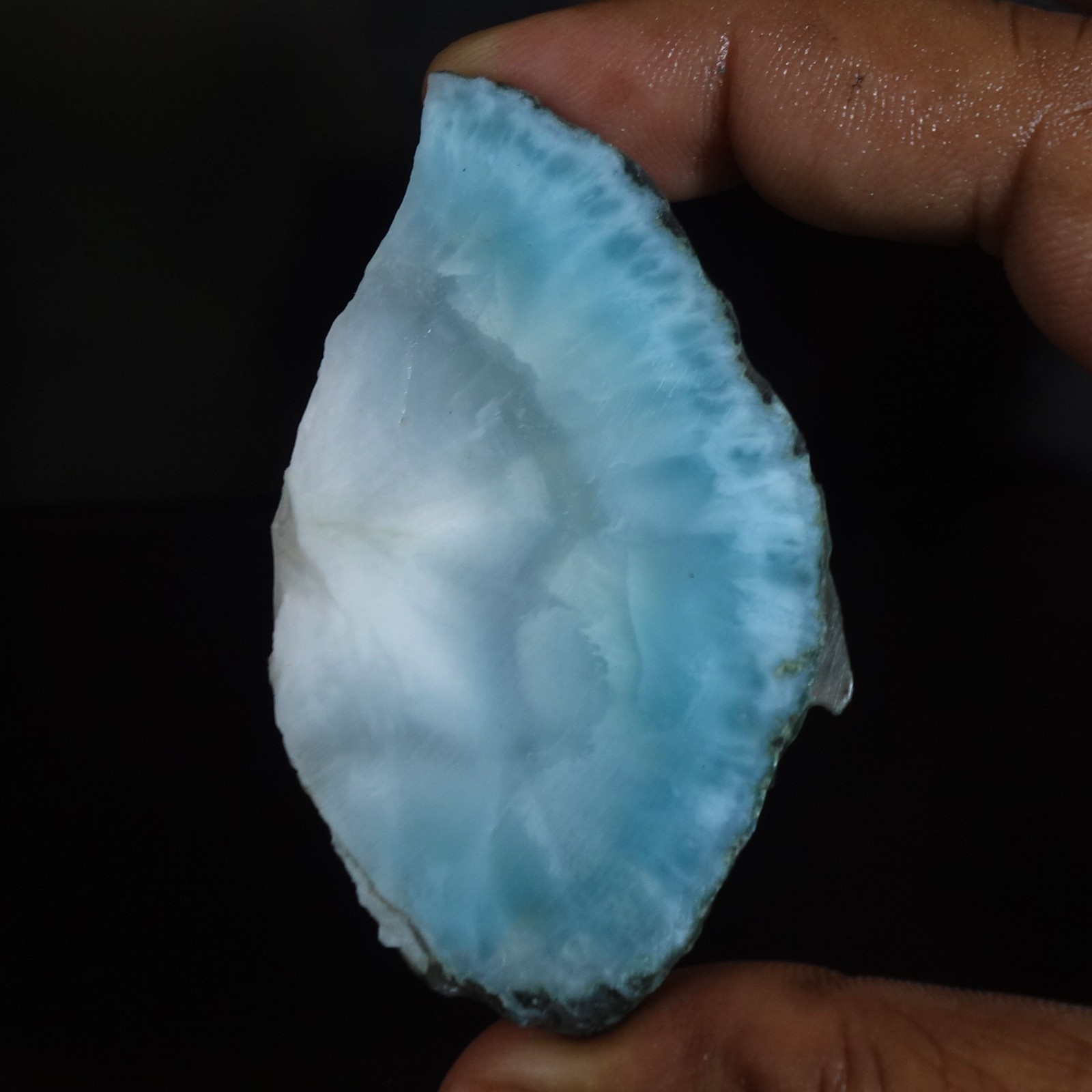 Sky Blue Larimar Slab Rough Dominican Blue Pectolite Cab Cutting Stone 117.10 Ct