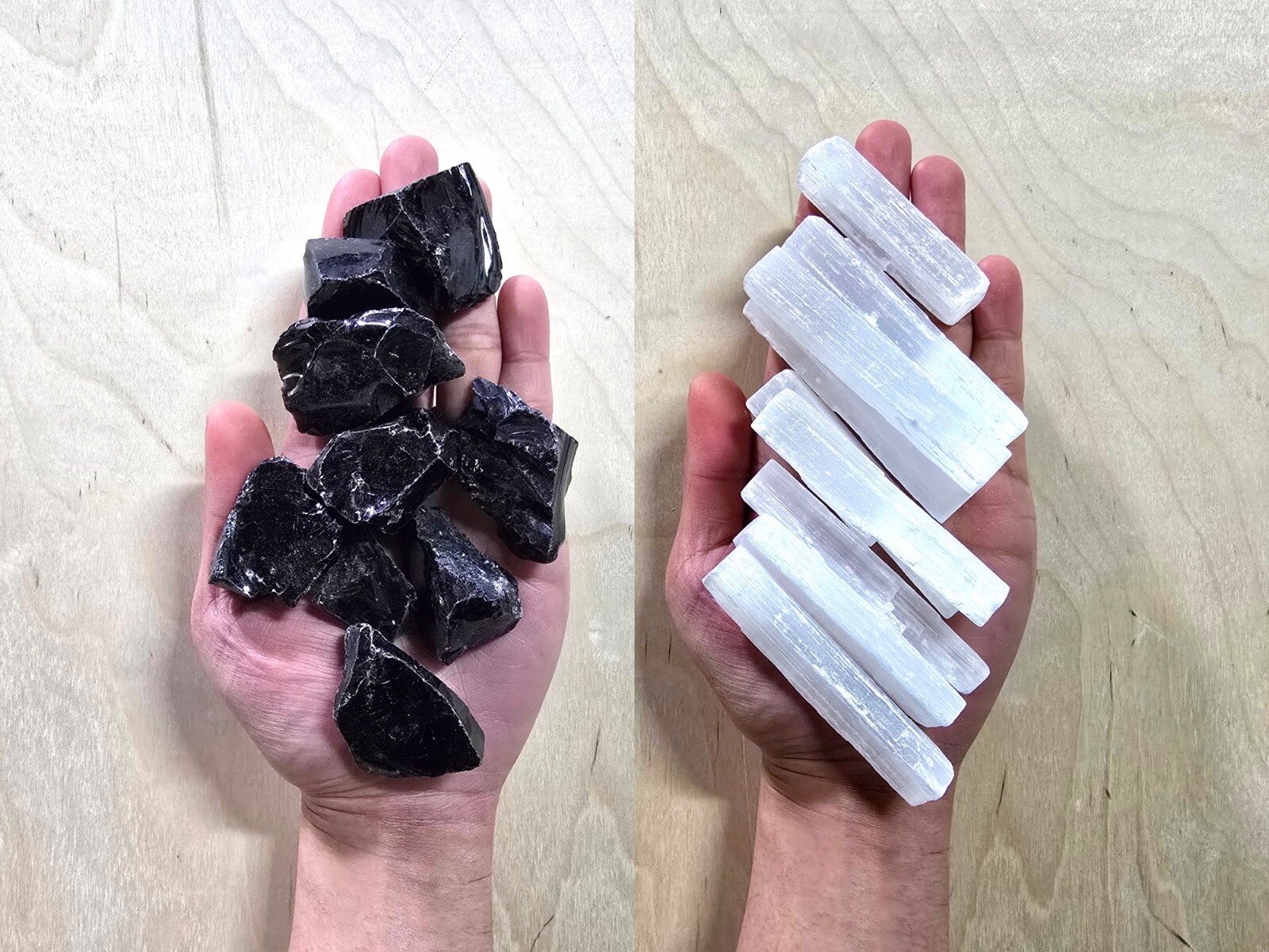 Raw Obsidian & Selenite Sticks for Crystal Gridding Bulk Rough Healing Stones