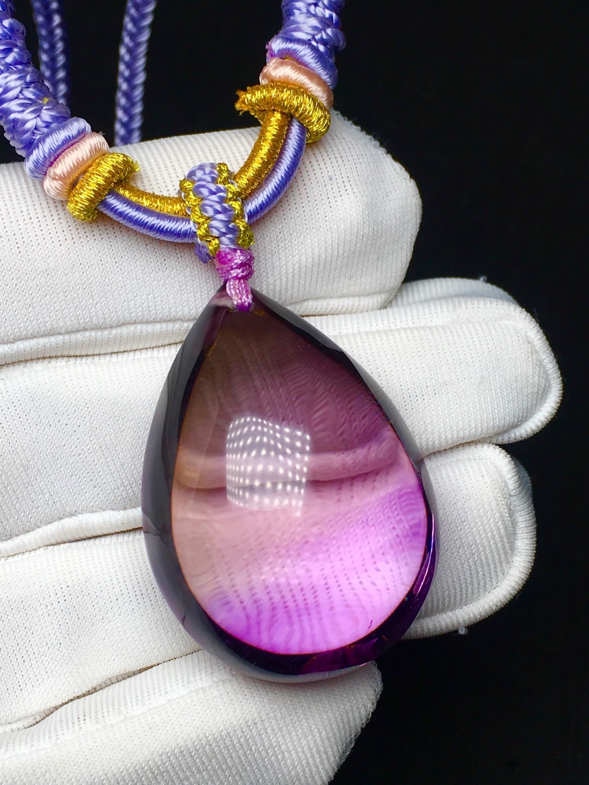 Natural Full Clear Gradient Amethyst Teardrop Pendant, Improve Focus Wisdom Gift
