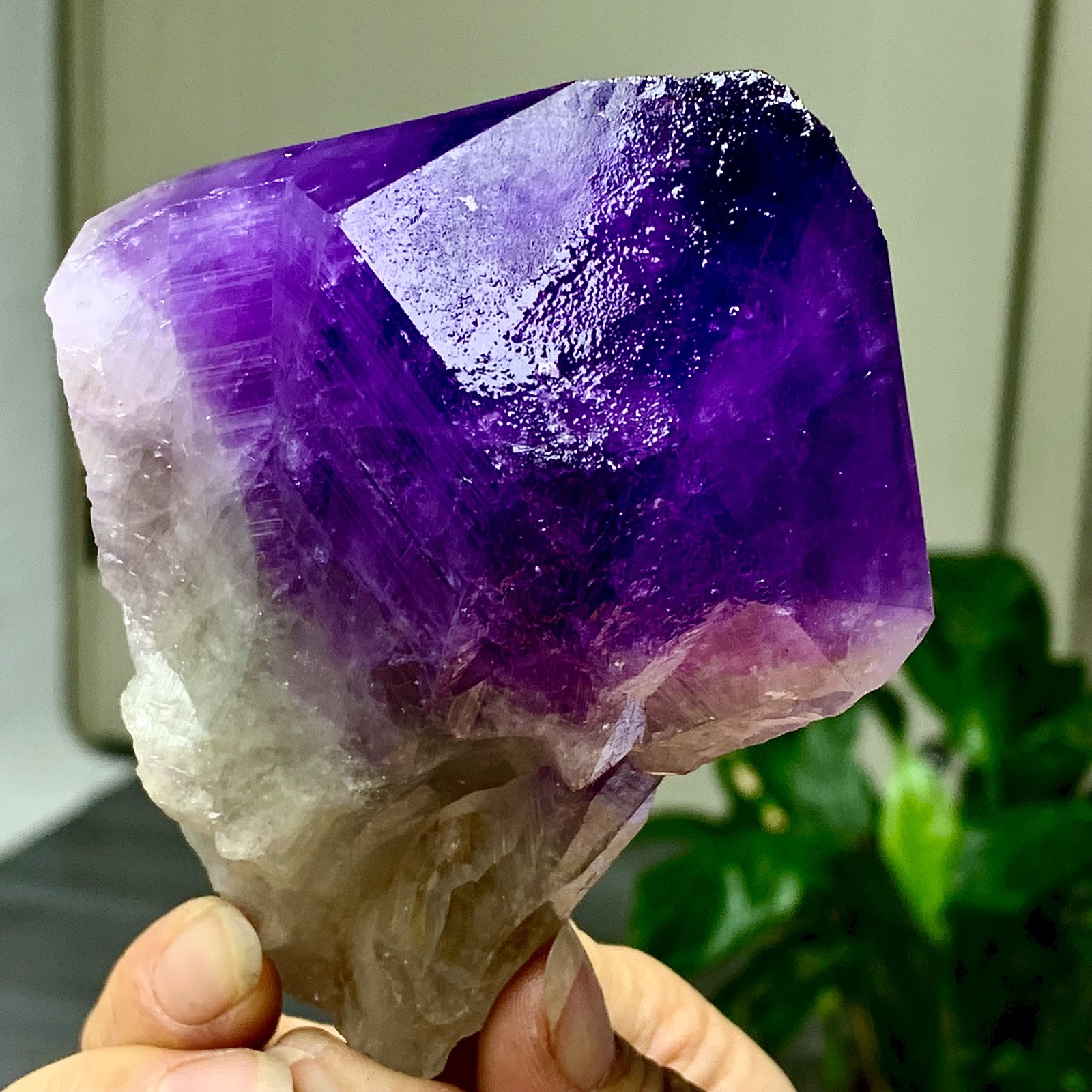 375G Natural Amethyst Quartz Crystal Single-End Terminated Wand Point Healing