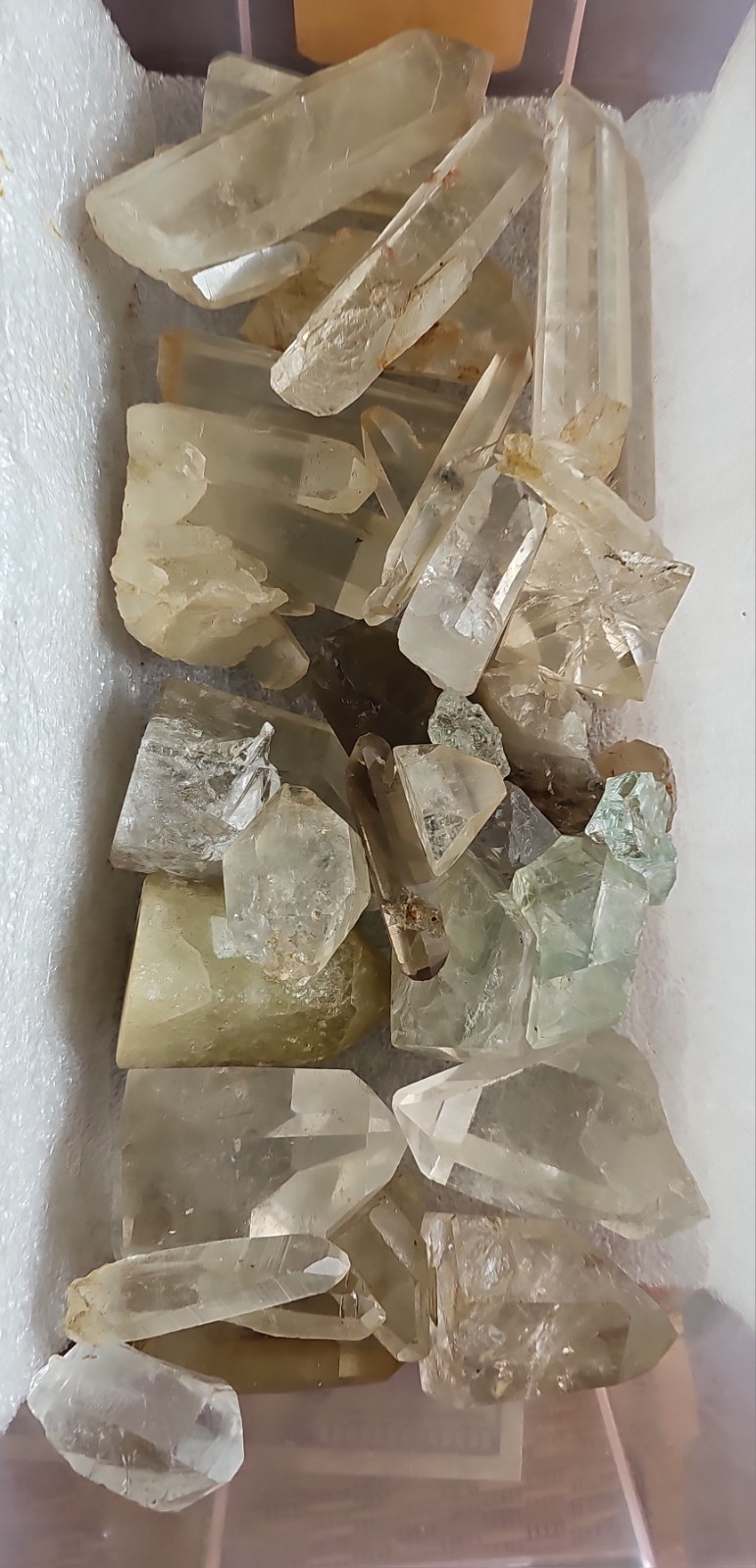 Lot Of 37 Clear & Smoky Quartz Crystals Mixed Different Shapes Sizes Big & Small