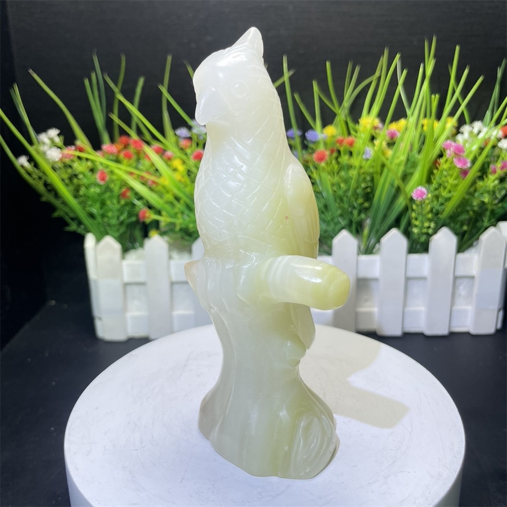 0.8LB 5.9″ Natural Afghan Jade Bird Crystal Quartz Carving Decor Gift