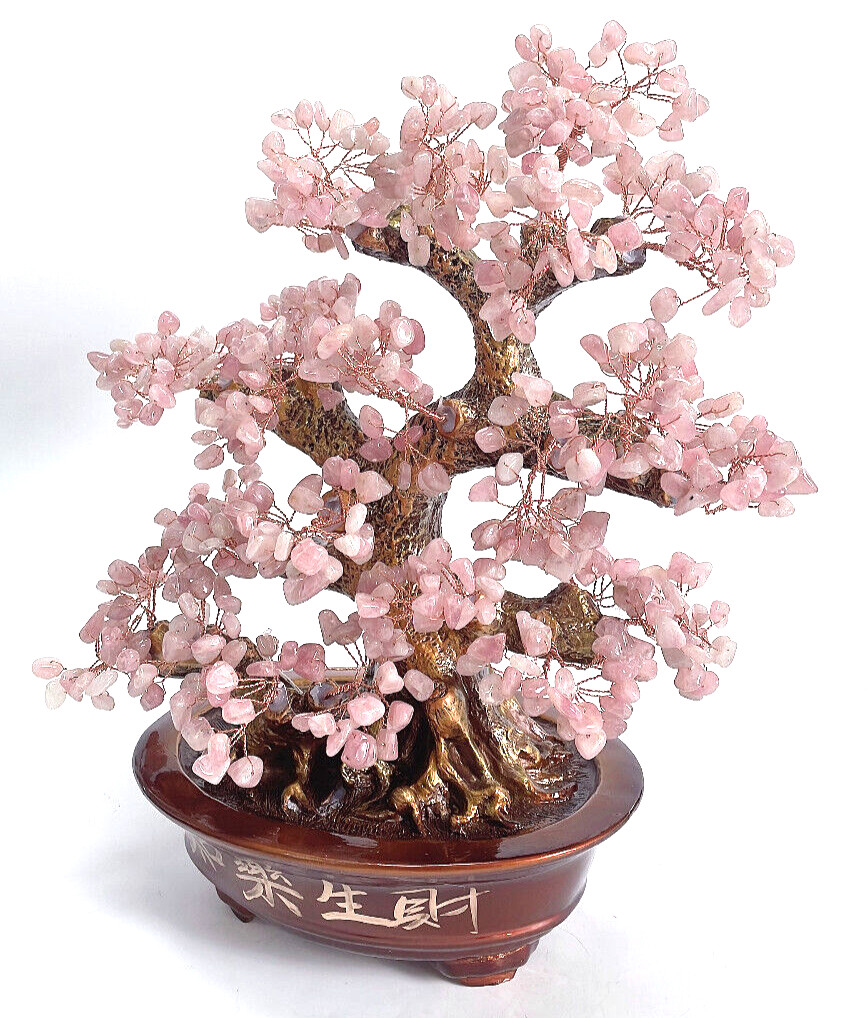 H :14 in Housewarming Gift Natural Rose Quartz Crystal Money Lucky Fortune Treer