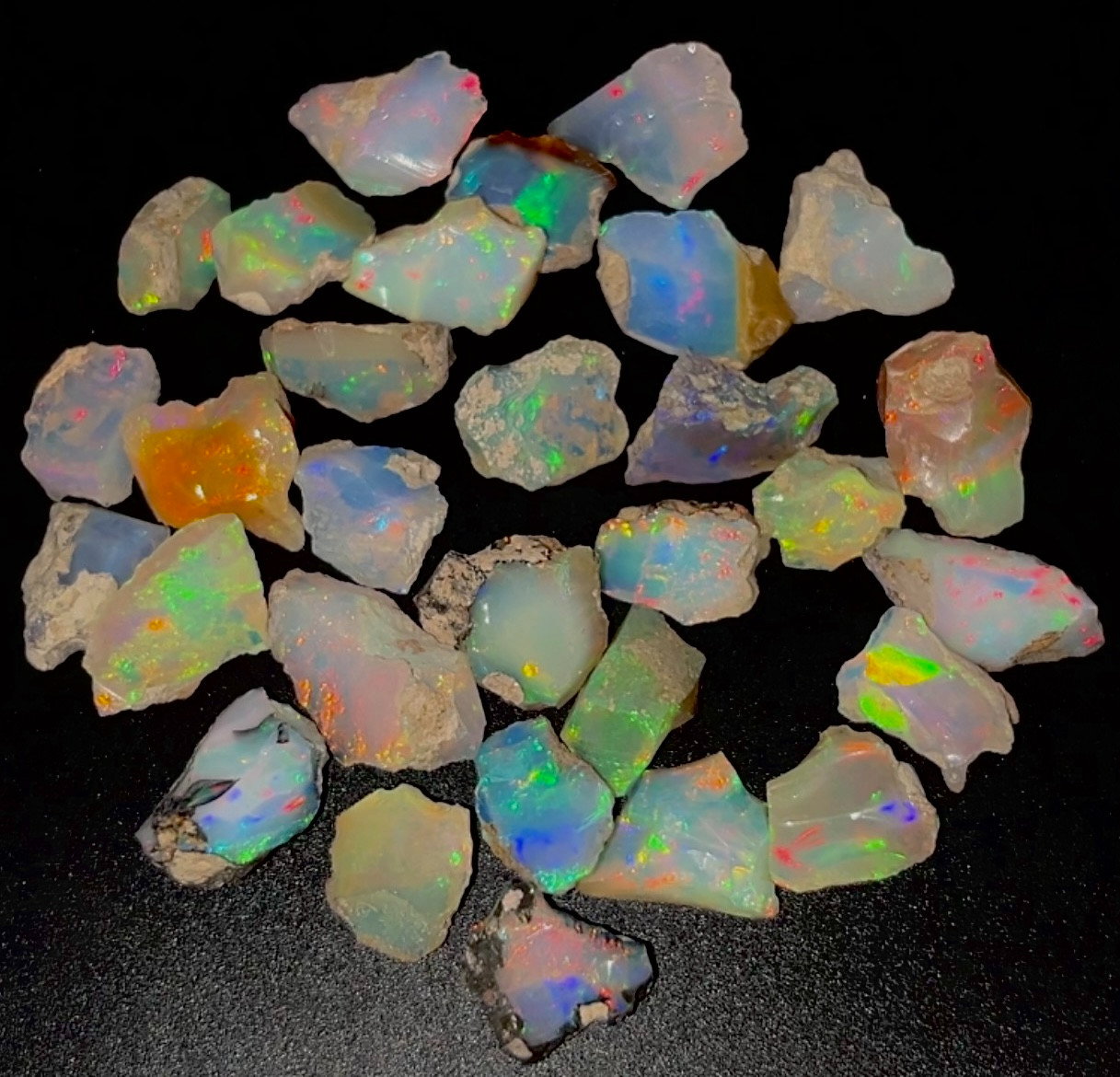 Natural Ethiopian Opal Rough Stones Lot, Welo Fire Opal, Uncut Raw Opal Crystal