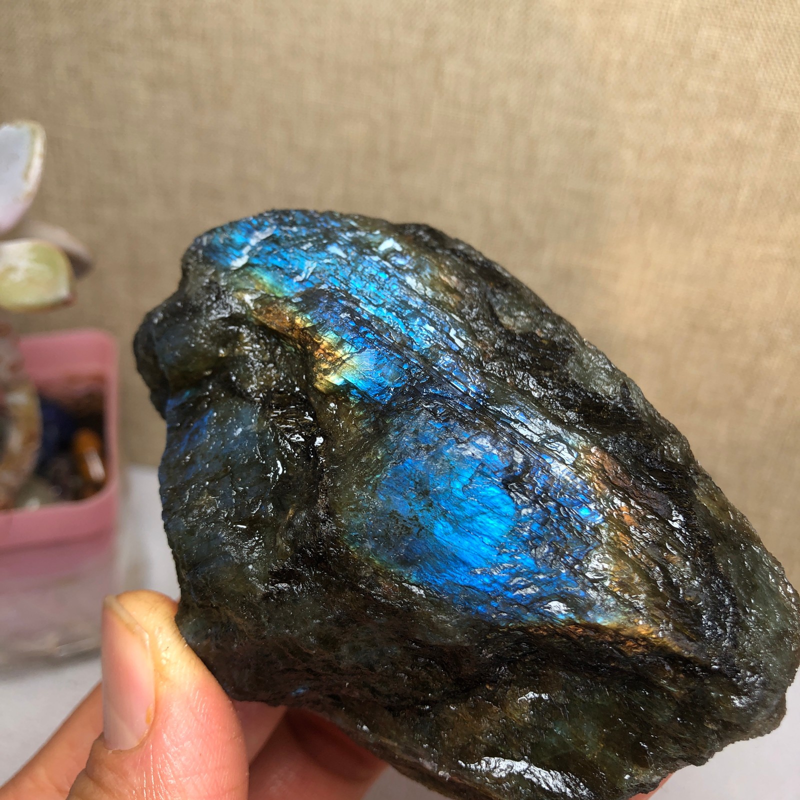 67mm Natural Labradorite Crystal gemstone rough original Specimen 212g A2627