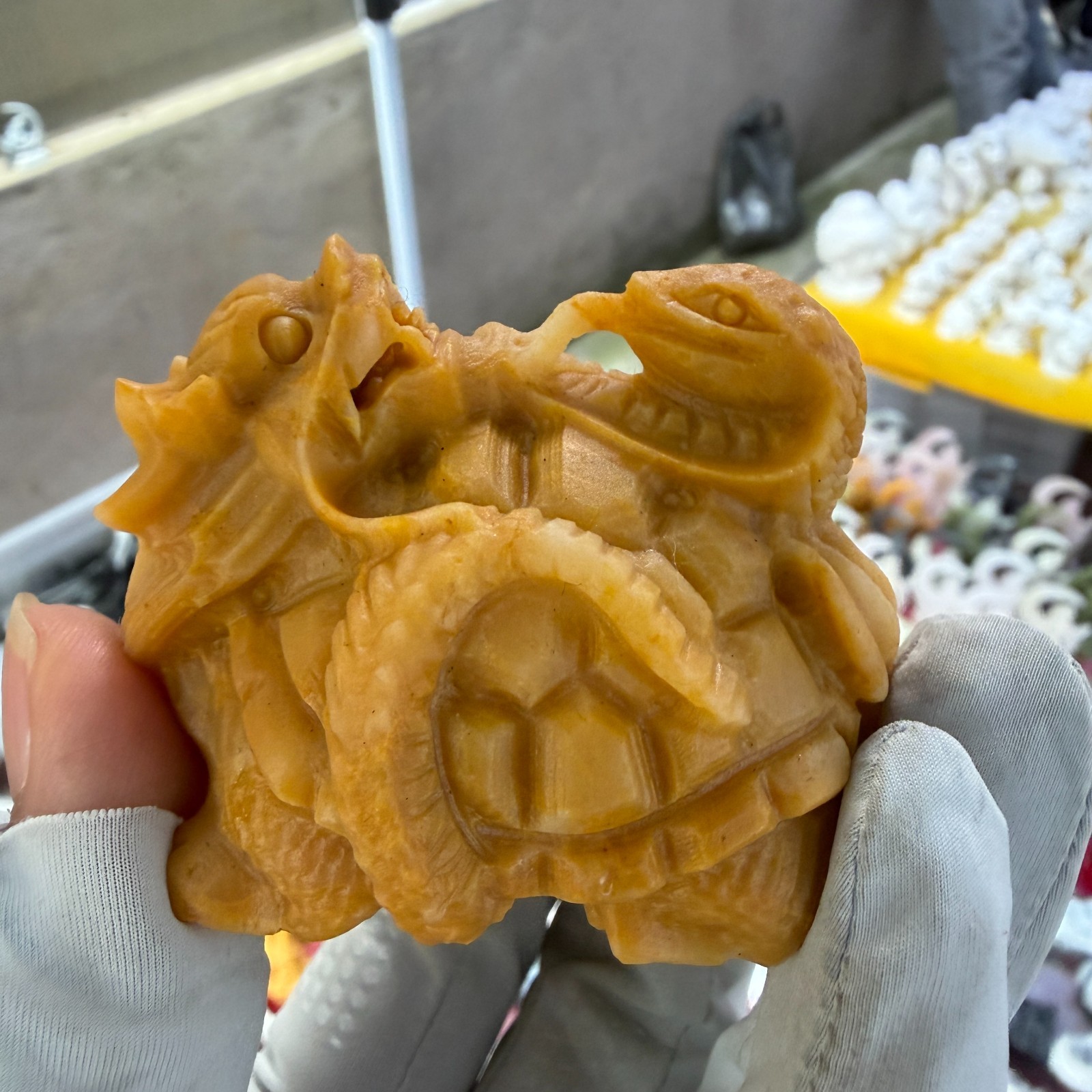 1pc Natural Topaz crystal quartz Carved dragon turtle tortoise Reiki Decor