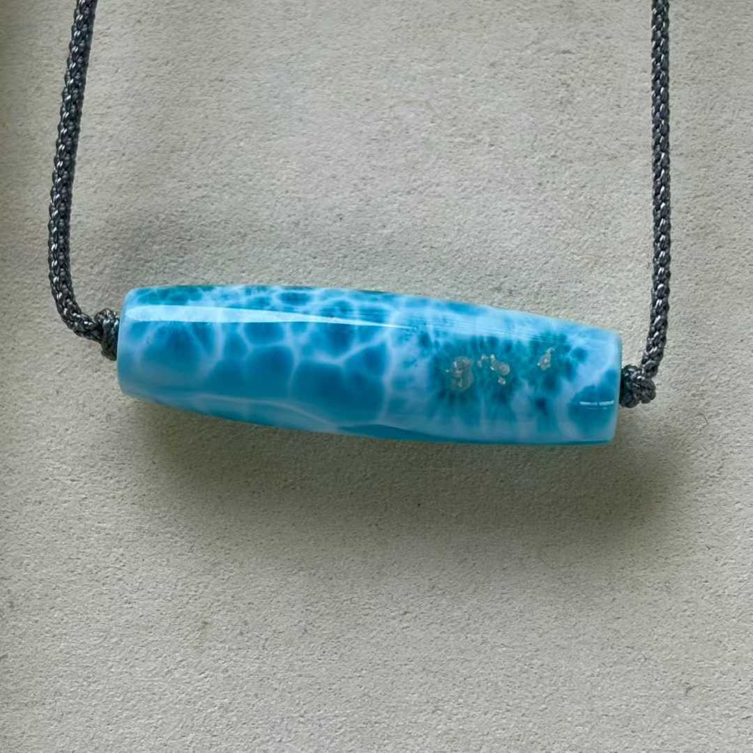 46*13*11mm Natural larimar Quartz Crystal dzi pendant Mineral gem Reiki energy