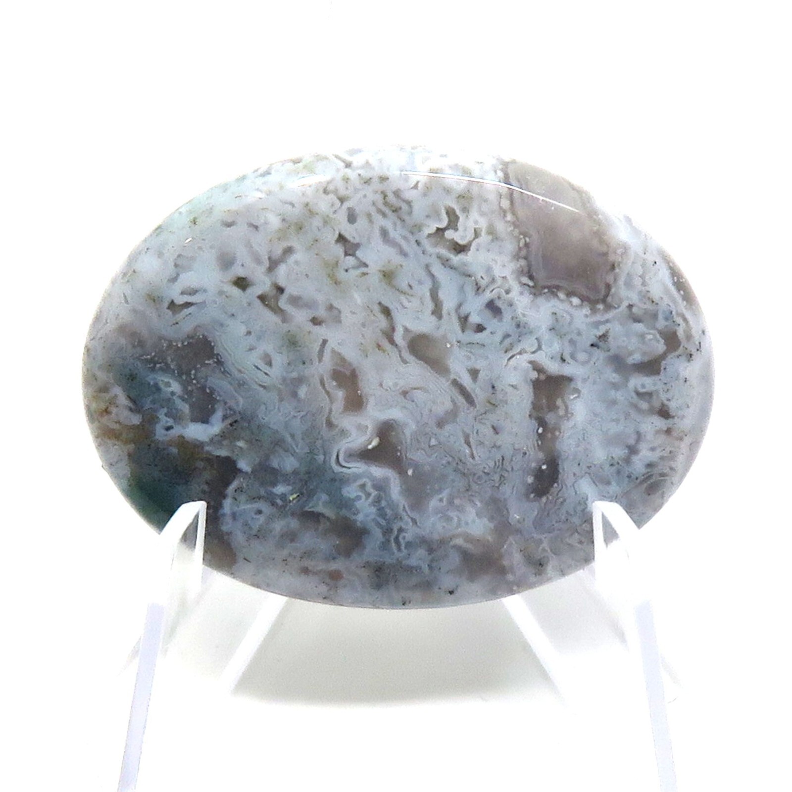 Moss Agate Worry Stone #605- 40mmX30mm or 1.5″x 1″ – 6mm Thick – Pocket Stone