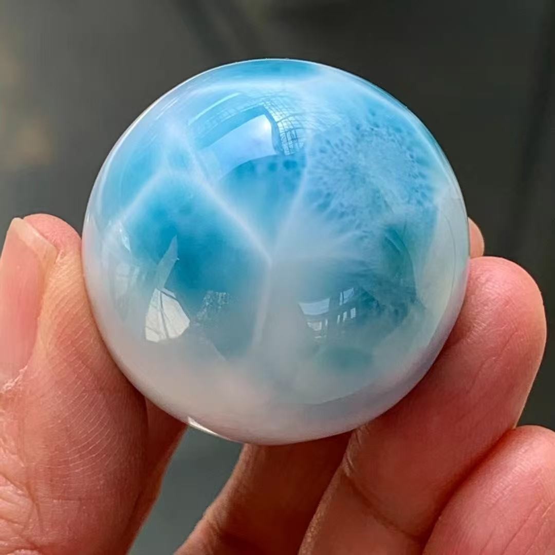 36mm Natural Larimar Gemstone sphere quartz polished ball Reiki energy