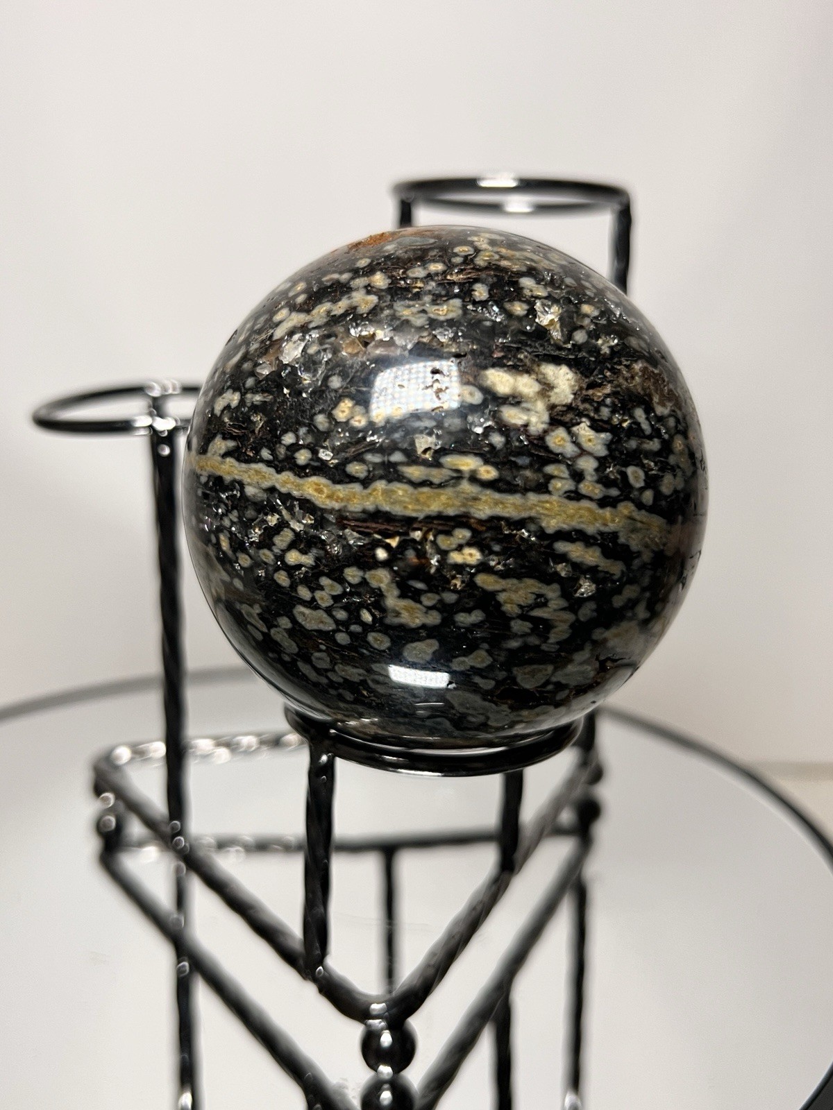 Ocean Jasper 3 Piece Sphere Set with Holder 63mm-67mm -See Pics for Measurements