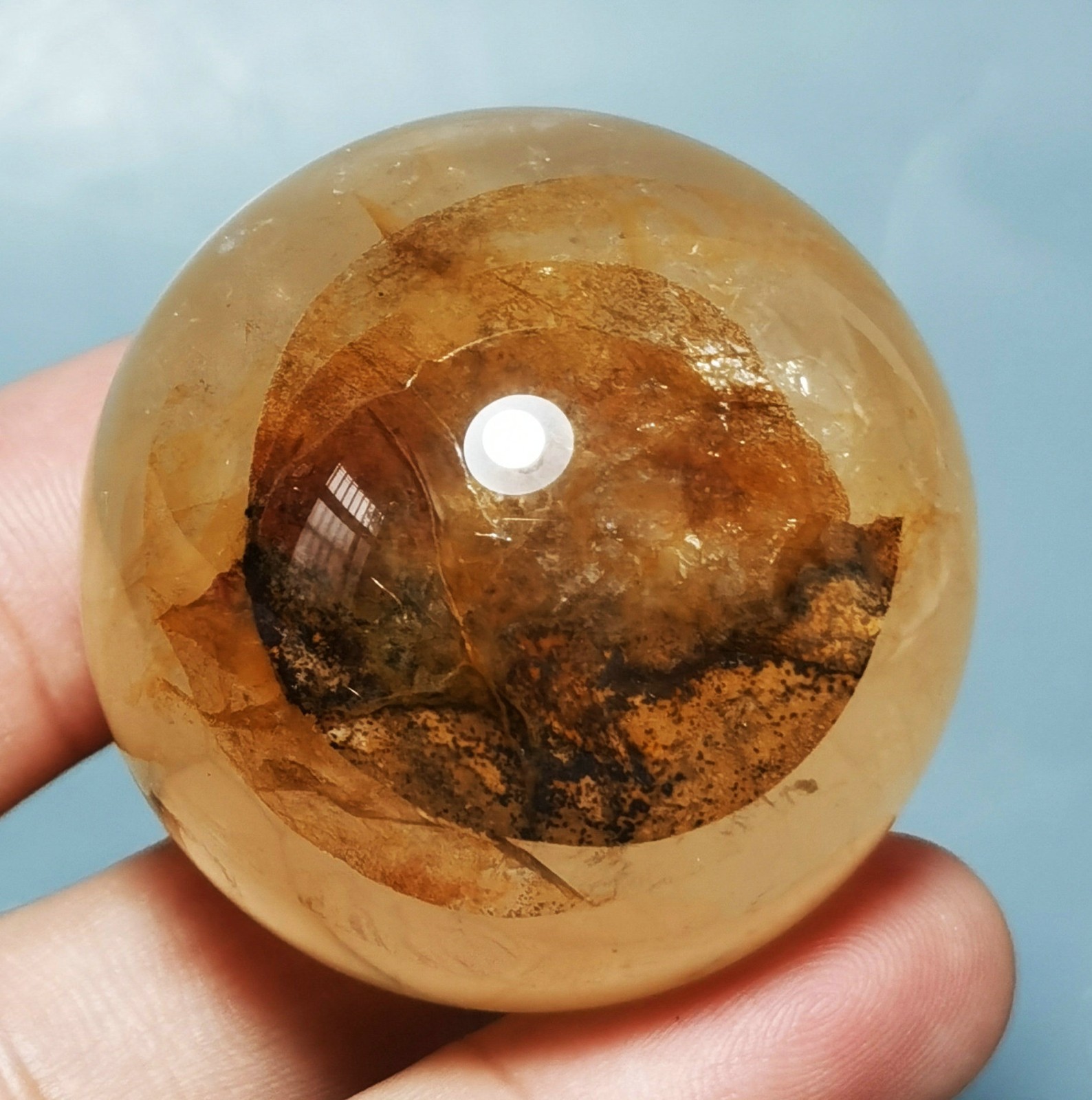 Natural Golden Healer QUARTZ Polished Sphere Ball Reiki Stone Healing