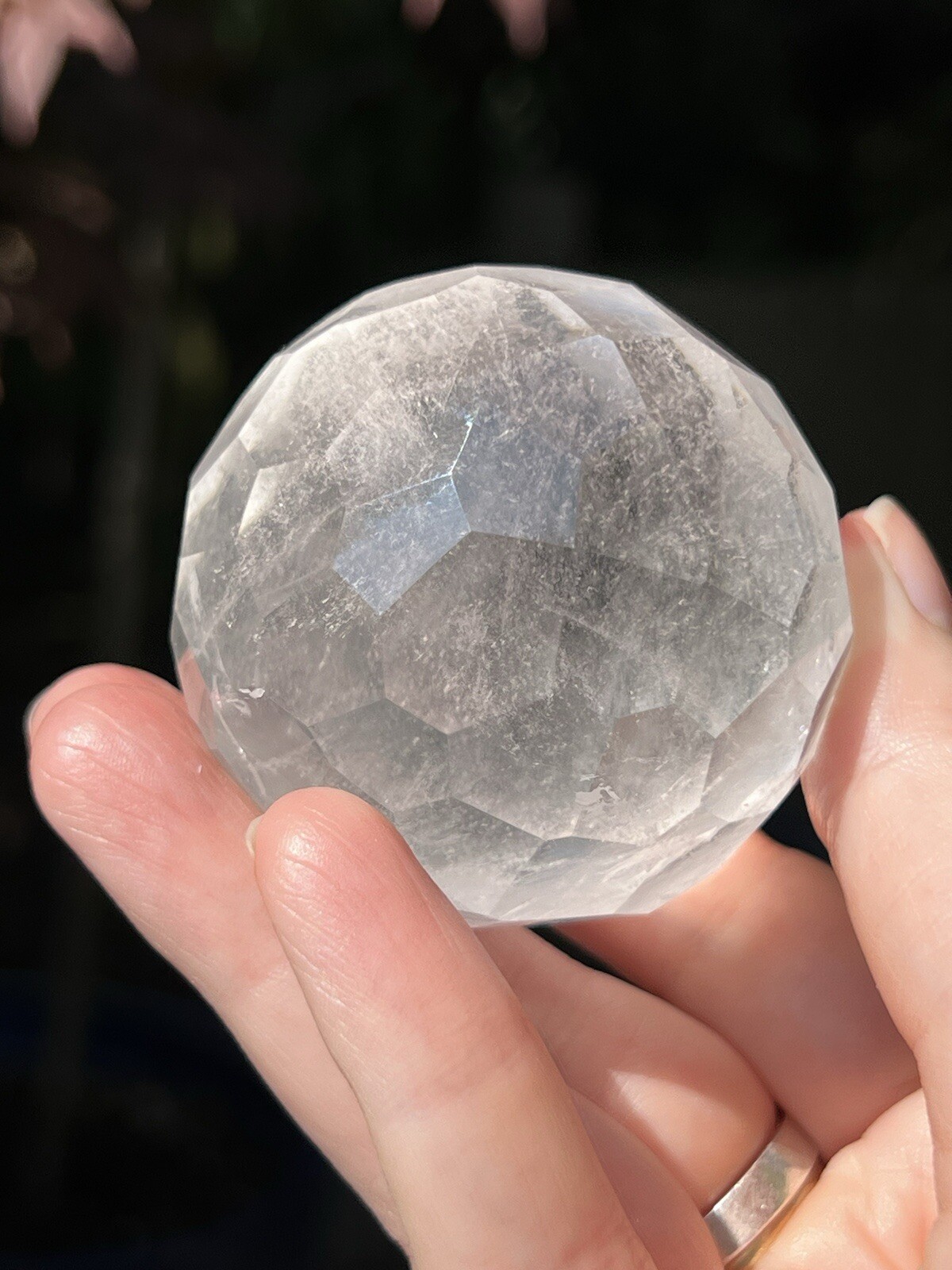 Clear Quartz Hand Faceted Large Crystal Ball AAA+ 50mm Diameter Standing R41/12