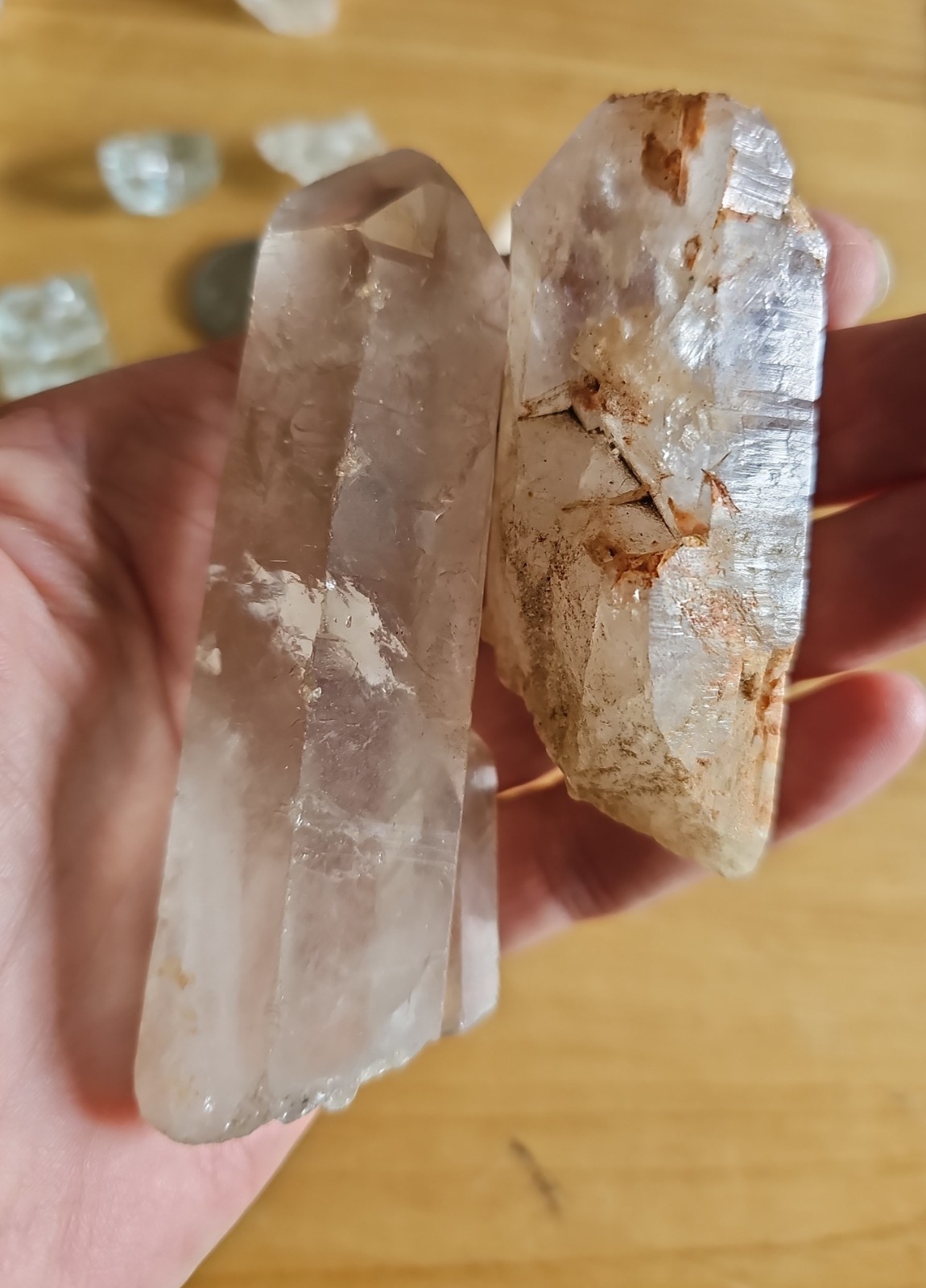 Lot Of 37 Clear & Smoky Quartz Crystals Mixed Different Shapes Sizes Big & Small