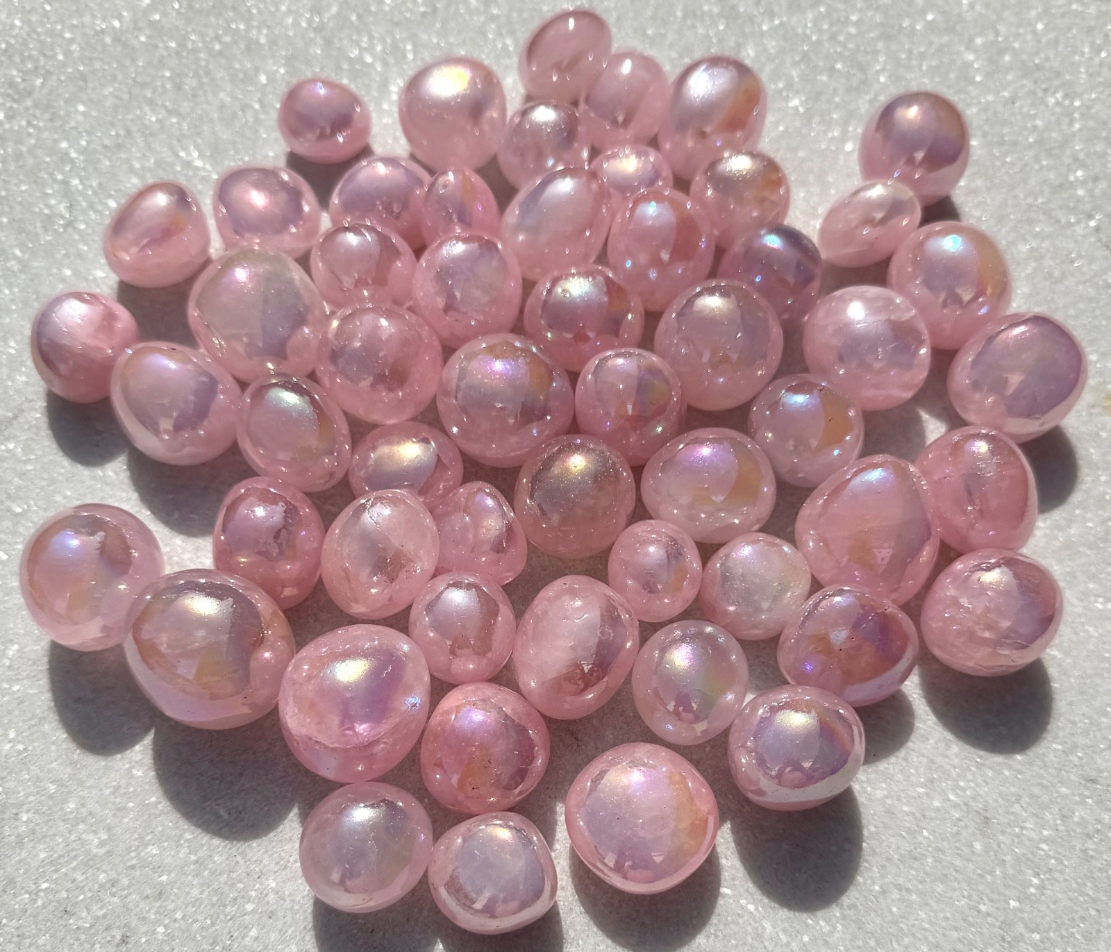 Wholesale Lot 2 Lbs Aura Rose Quartz Tumble Healing Energy