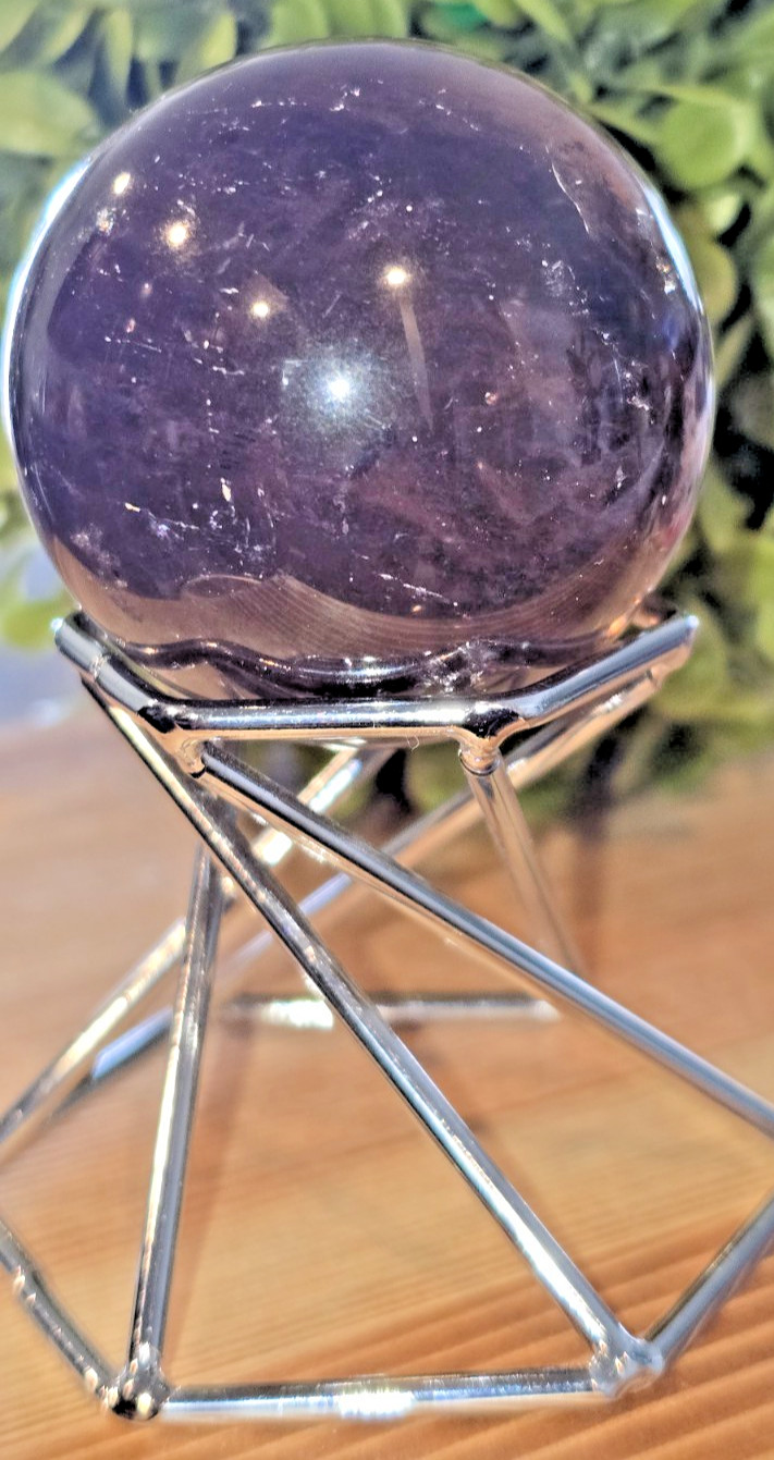 44mm Smoky Quartz Crystal Sphere Natural Smokey Quartz Ball Healing Rainbows